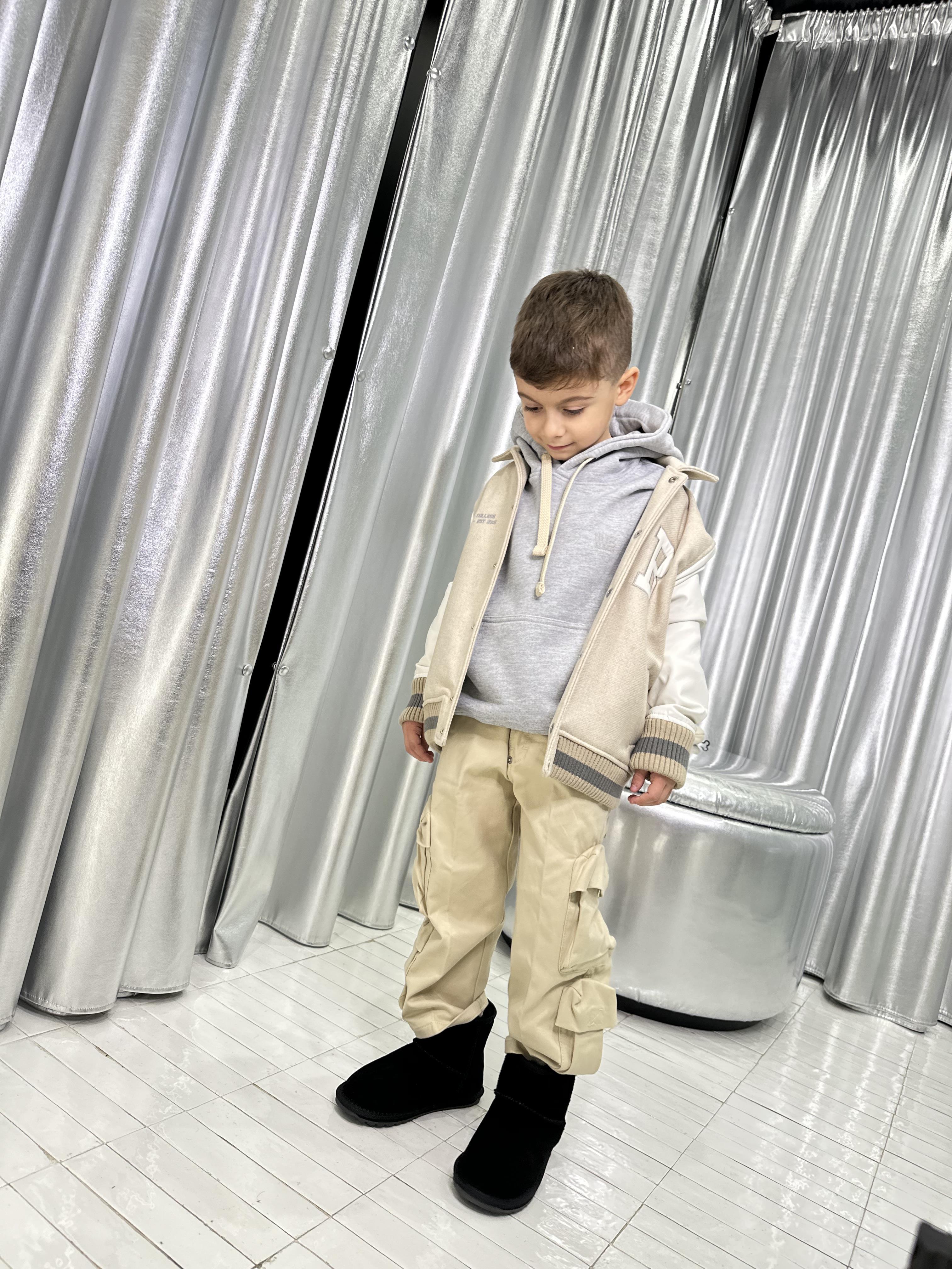 I'm Brian felpa kids grigio con cappuccio