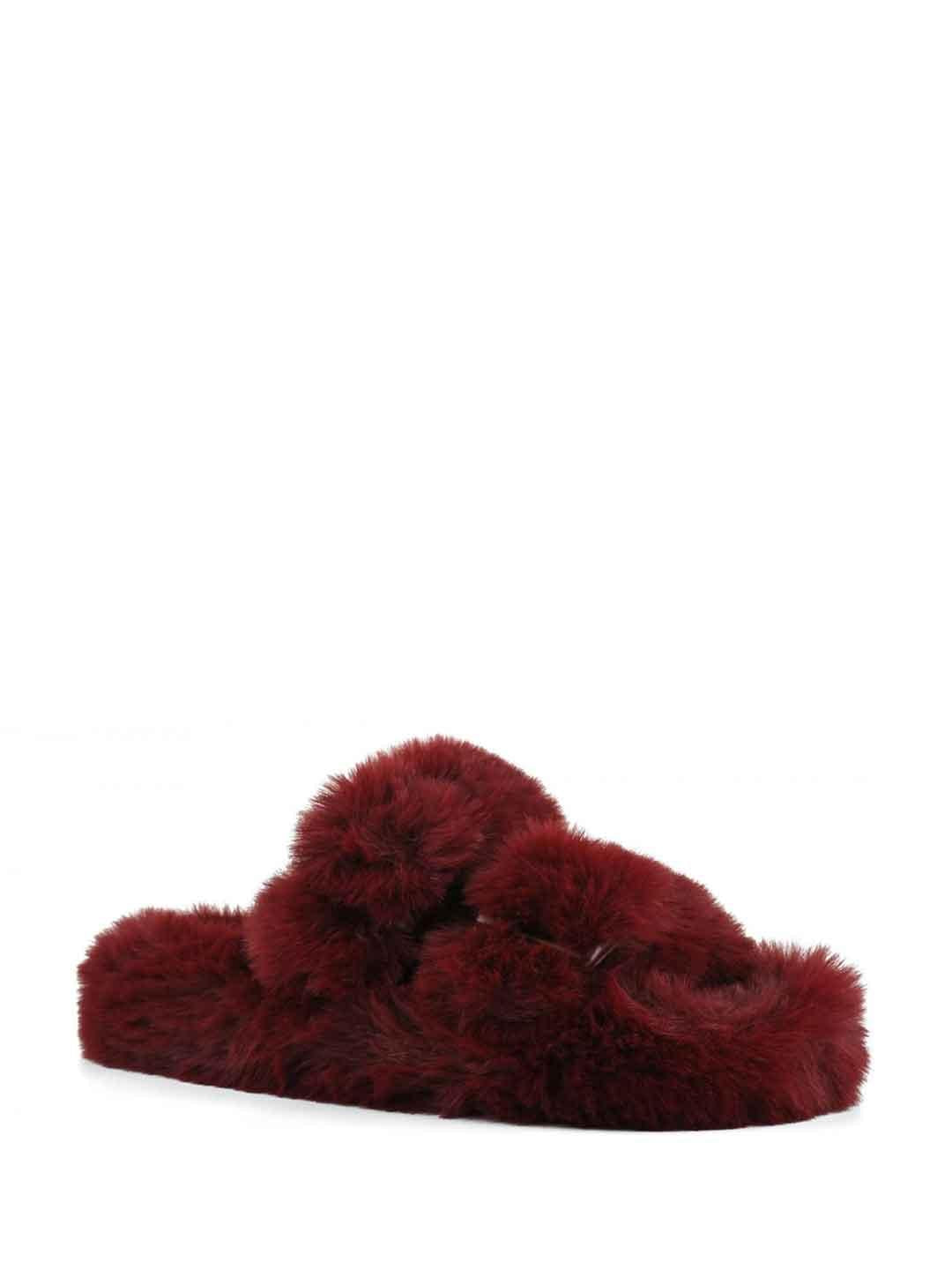 Colors Of California sandali bordeaux con pelliccia