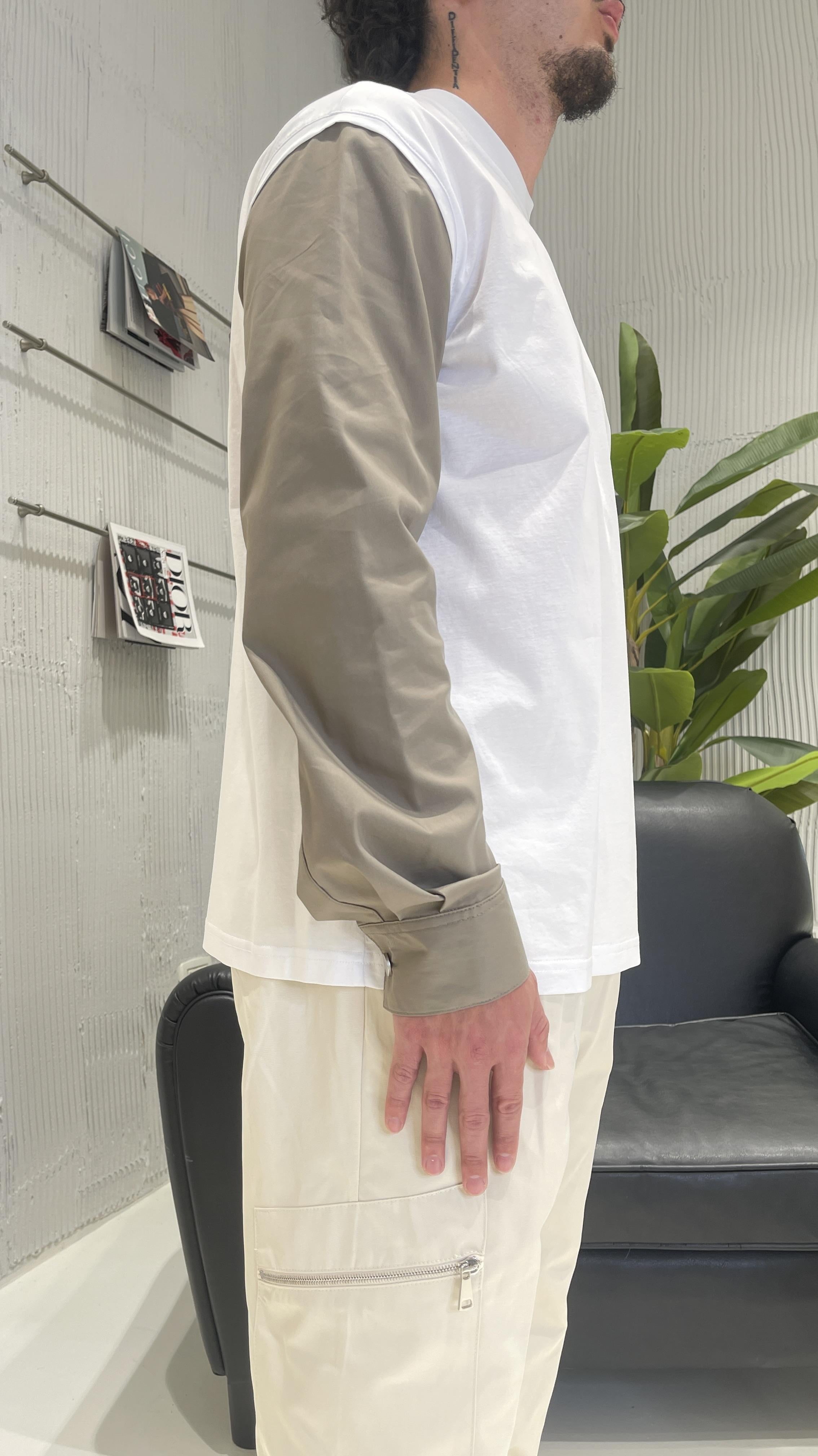 Pret A Porter t-shirt bianco manica in contrasto