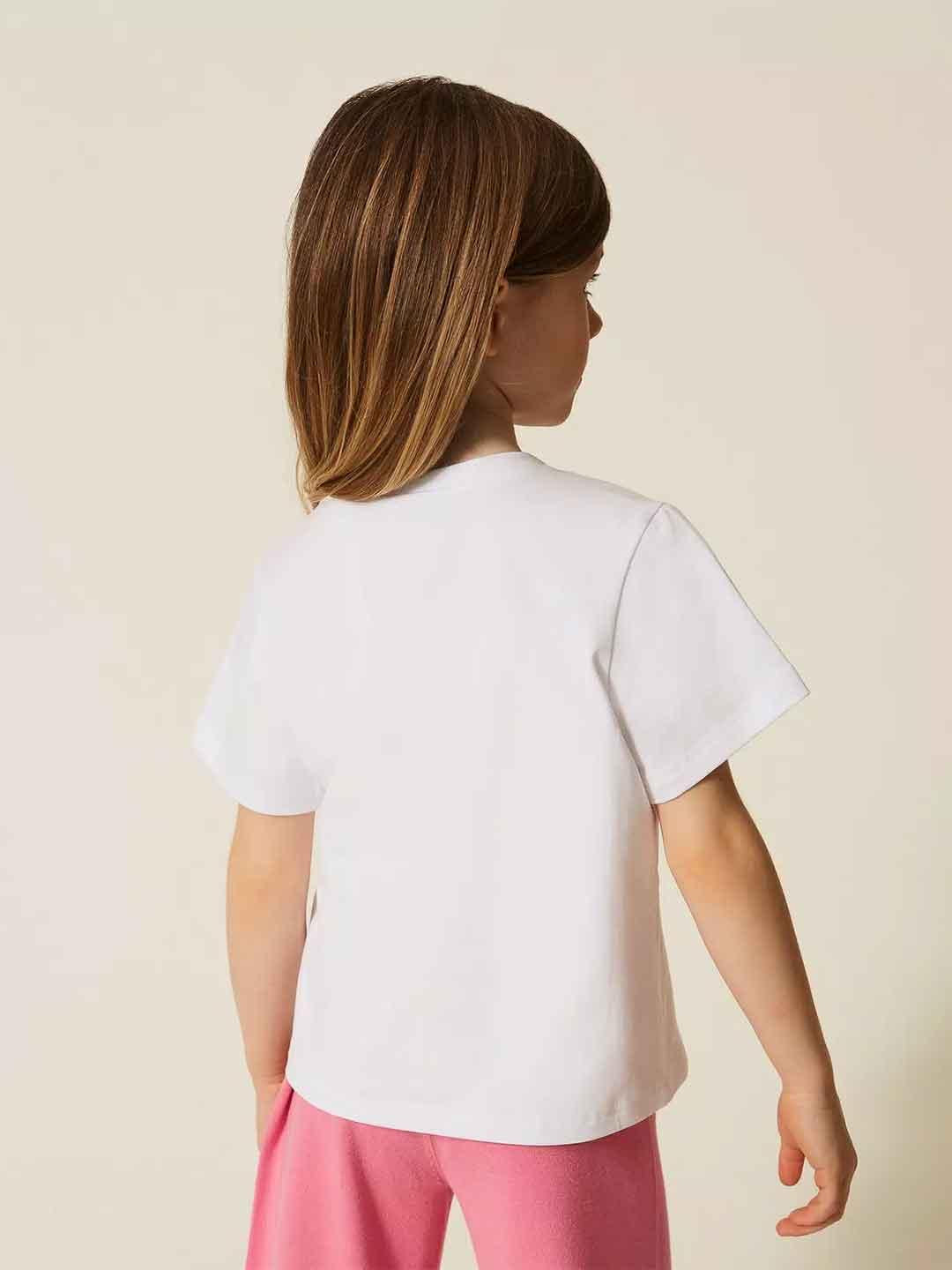 Twinset t-shirt kids bianco con logo multicolor
