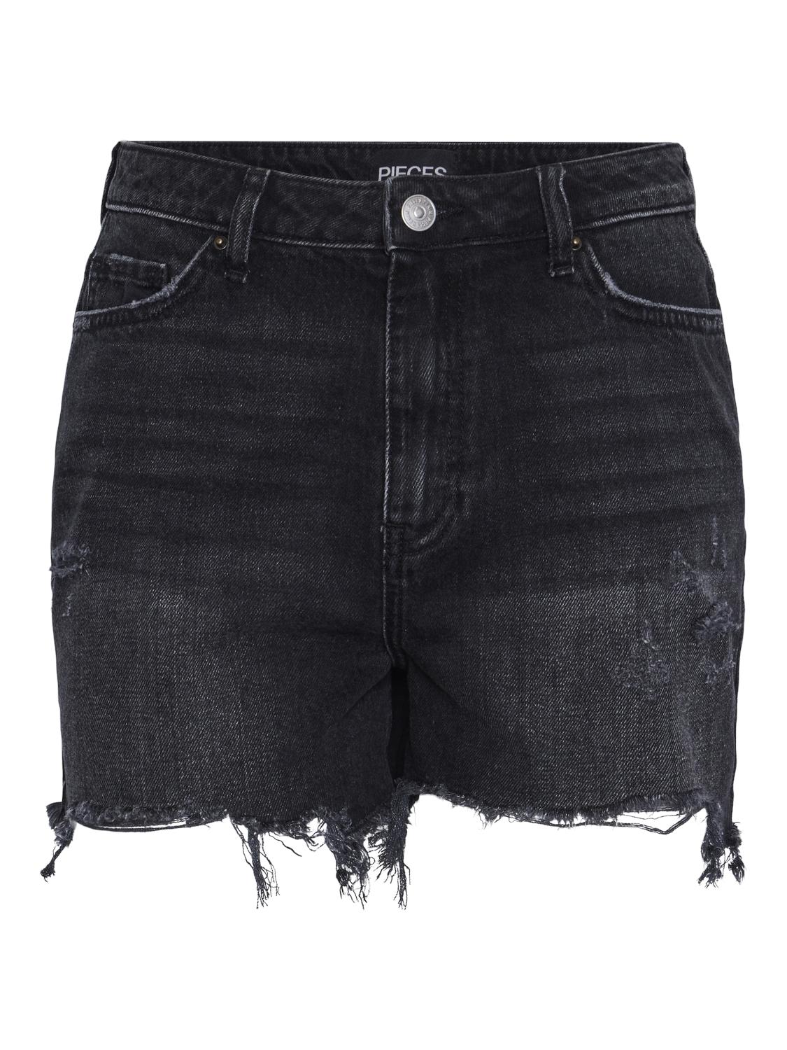 Pieces shorts nero in denim
