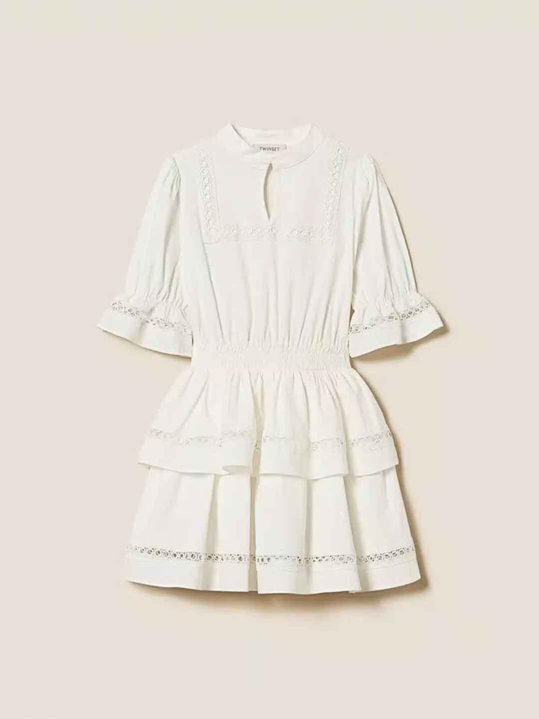 Twinset abito kids bianco con pizzo