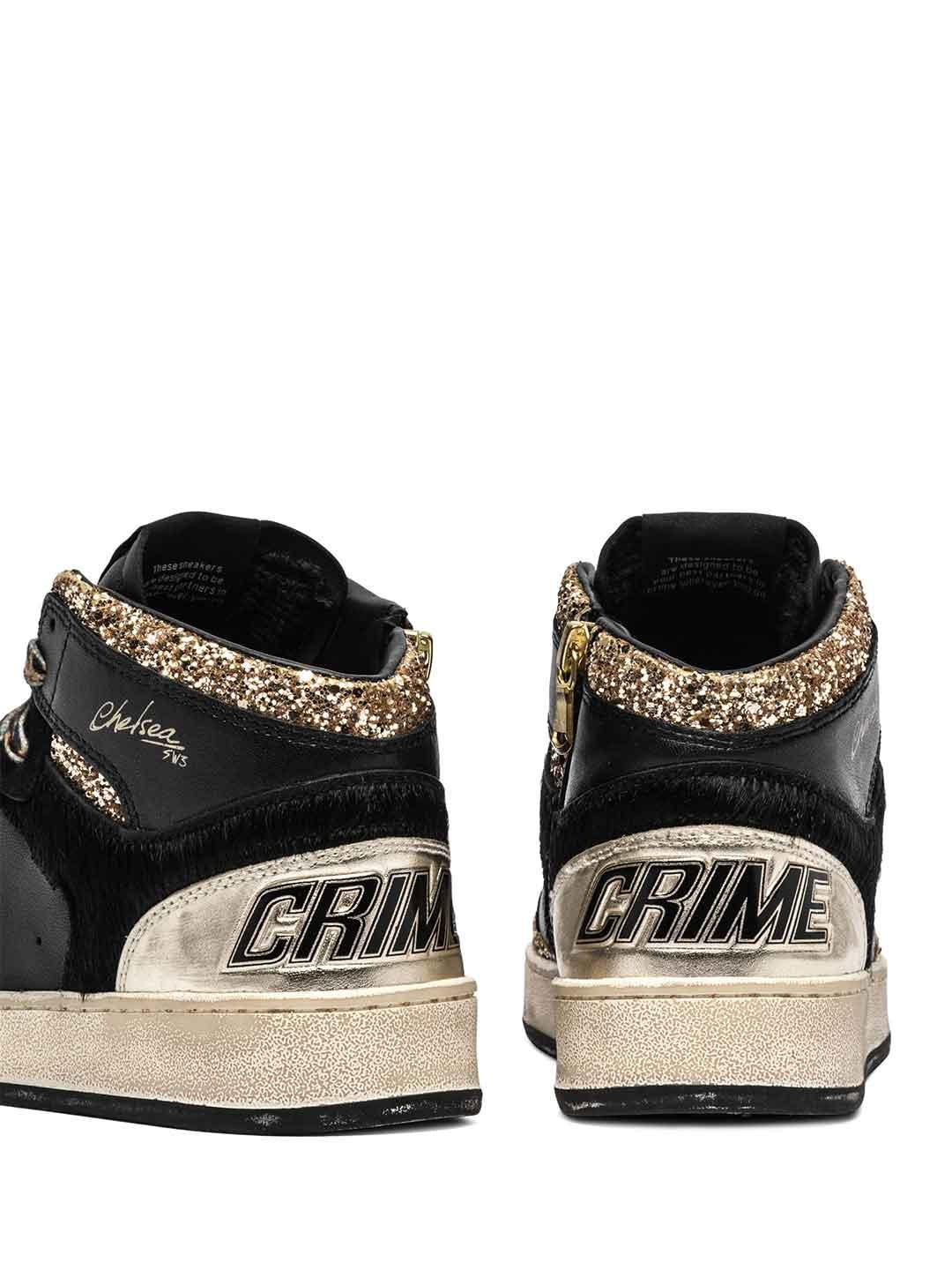 Crime Chelsea High sneakers nero con lacci maculati