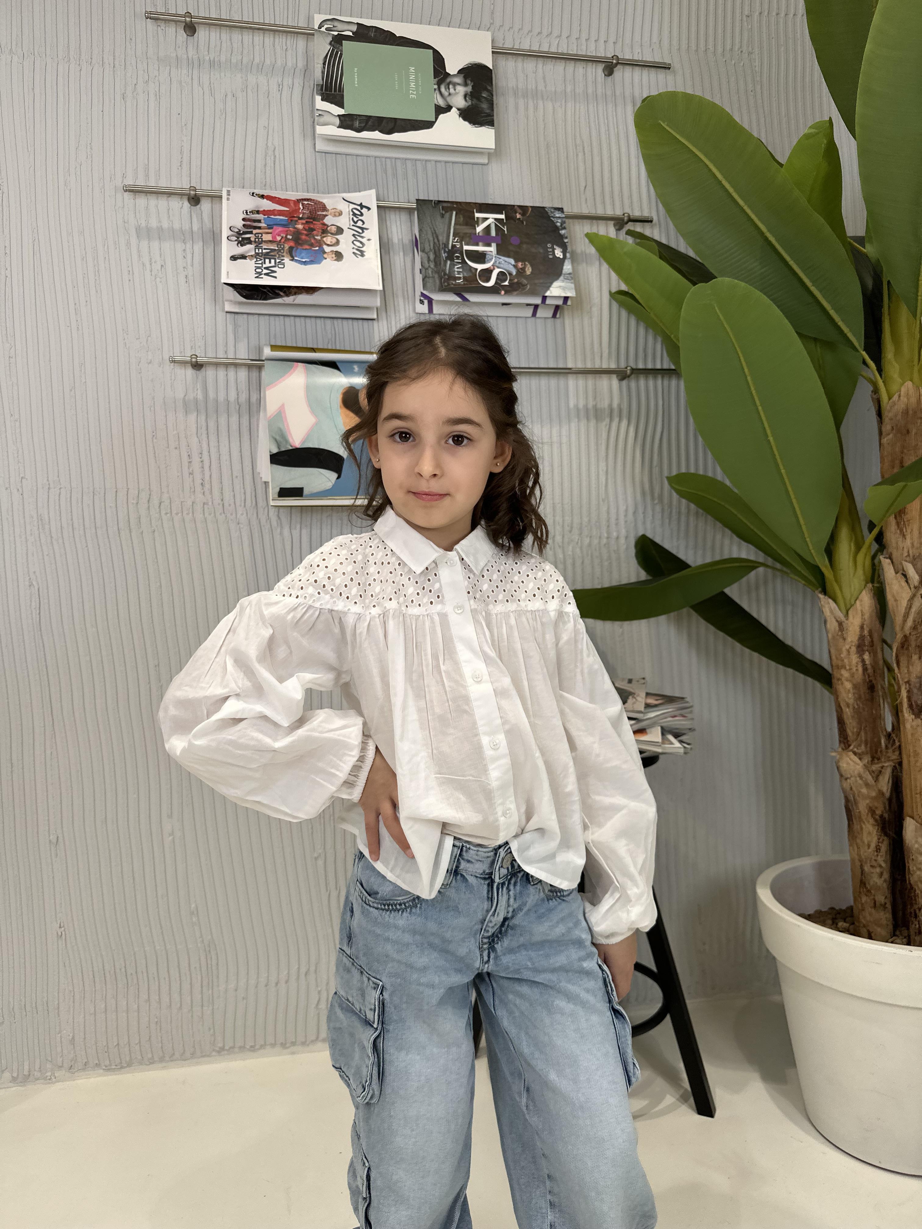 Name It camicia kids bianco in pizzo