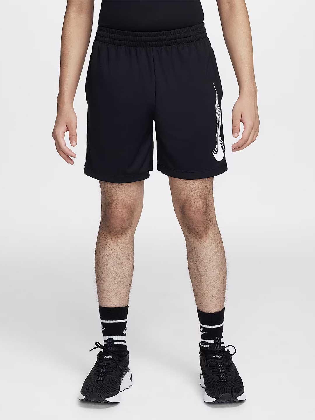 Nike bermuda kids nero con logo bianco