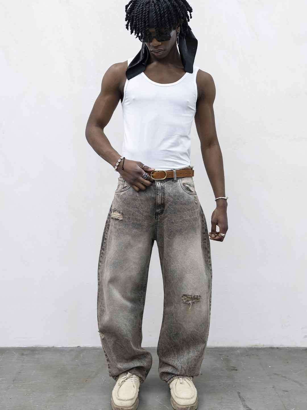 Present Day jeans beige modello balloon
