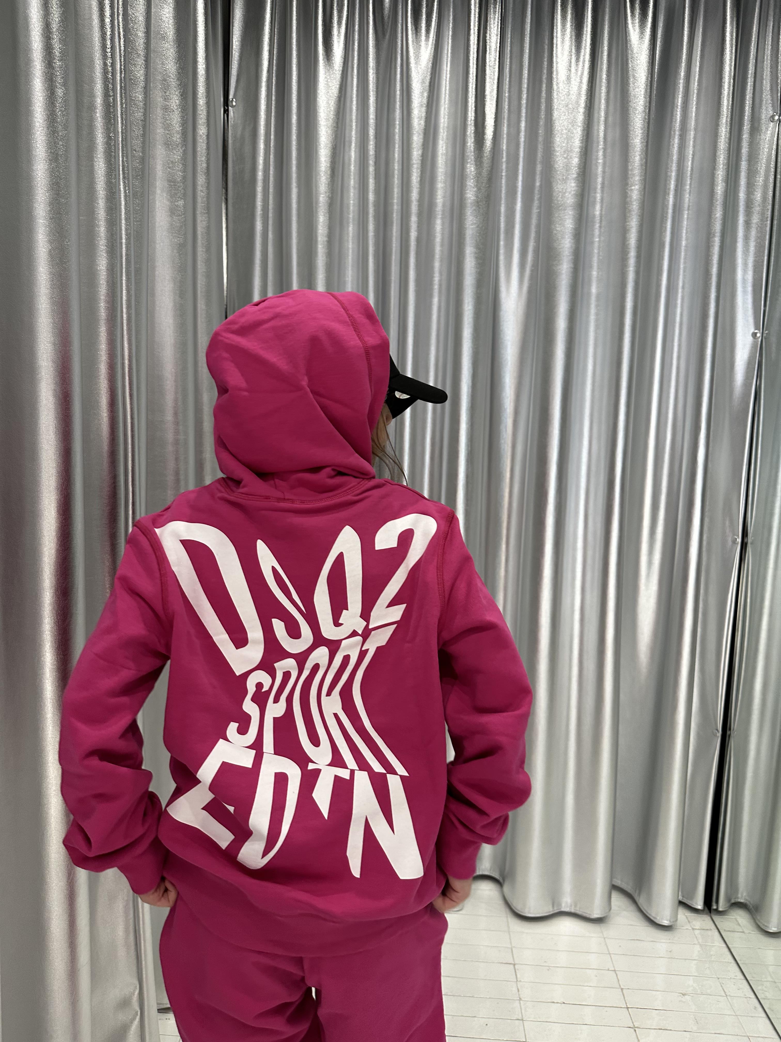 Dsquared 2 felpa kids fucsia con cappuccio