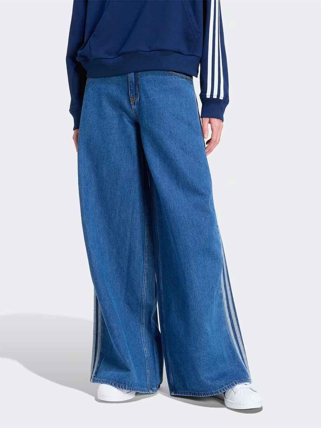 Adidas jeans blu a palazzo