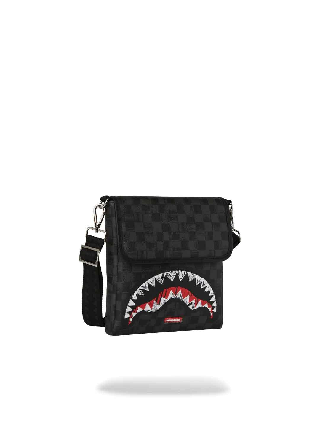 Sprayground Scribble Shark borsello nero con tracolla