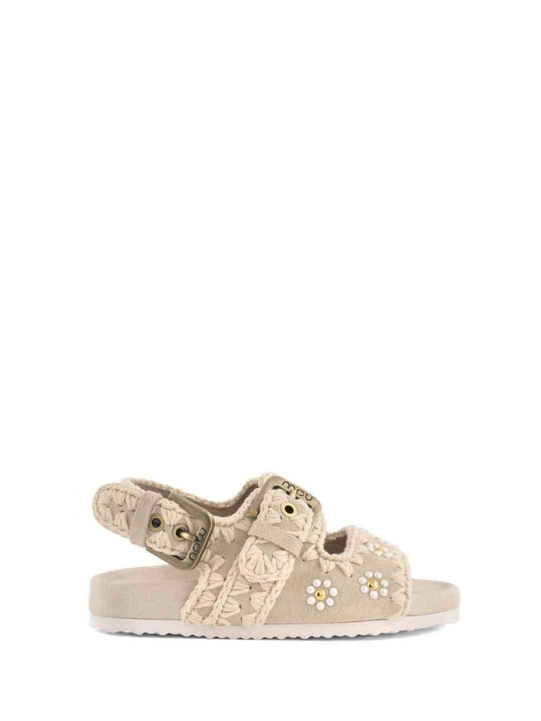 Mou sandali kids beige con fiori