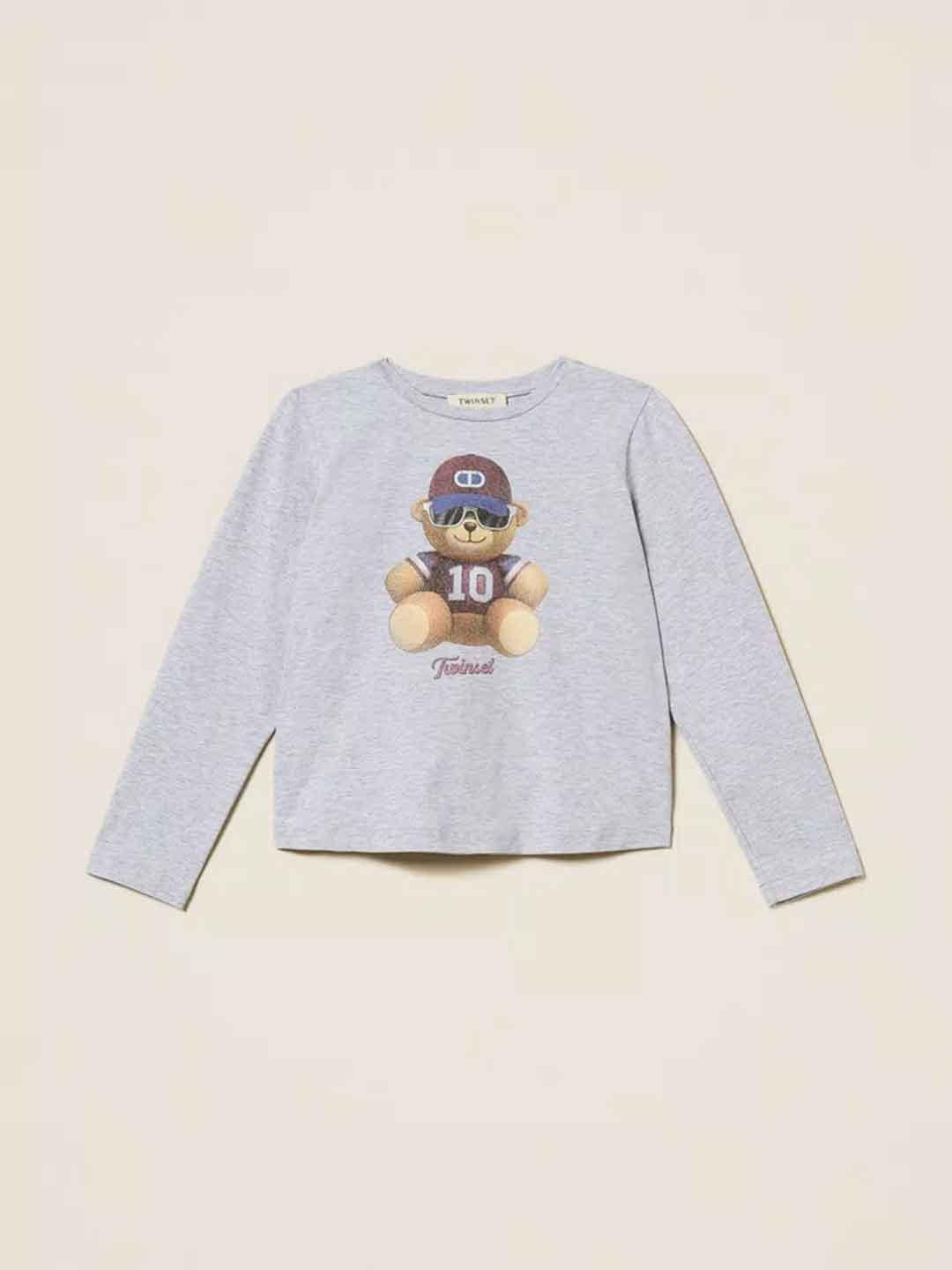 Twinset t-shirt kids grigio con stampa teddy