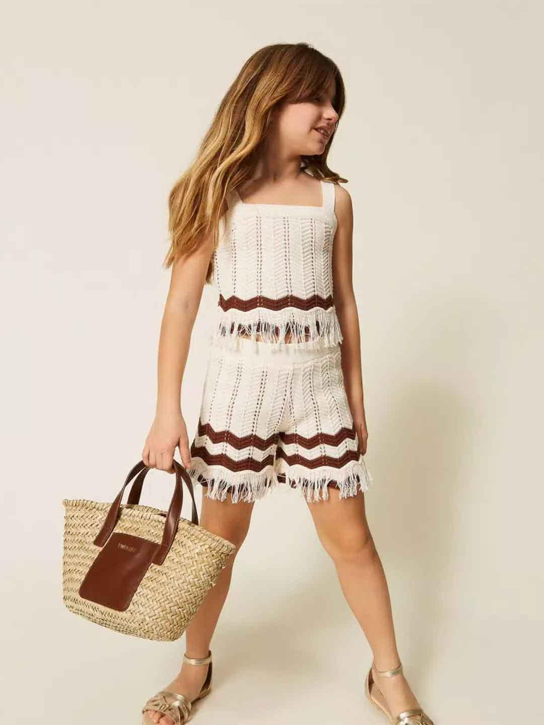 Twinset coordinato kids panna in maglia