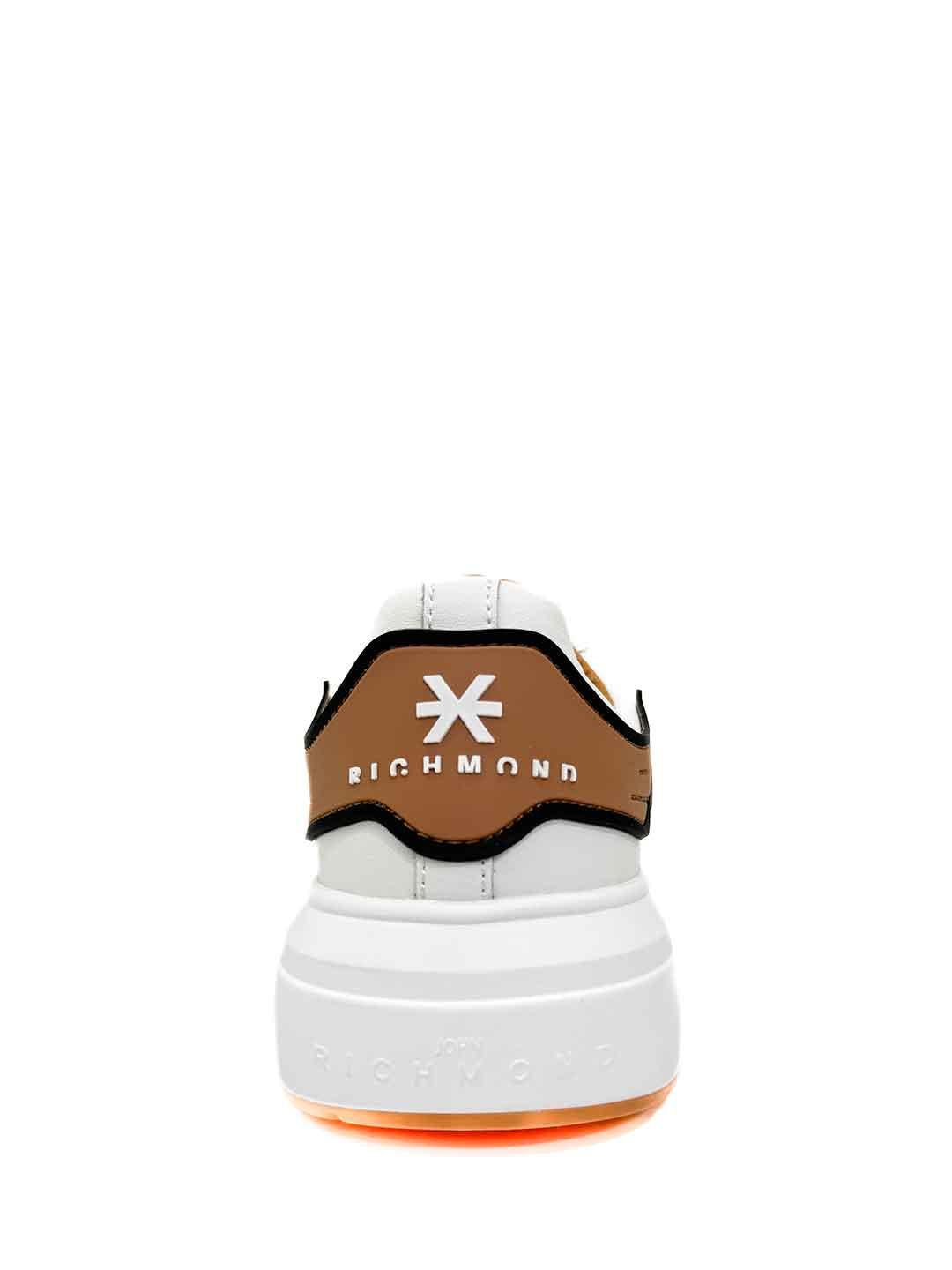 John Richmond 31017 C sneakers bianco con tab cuoio