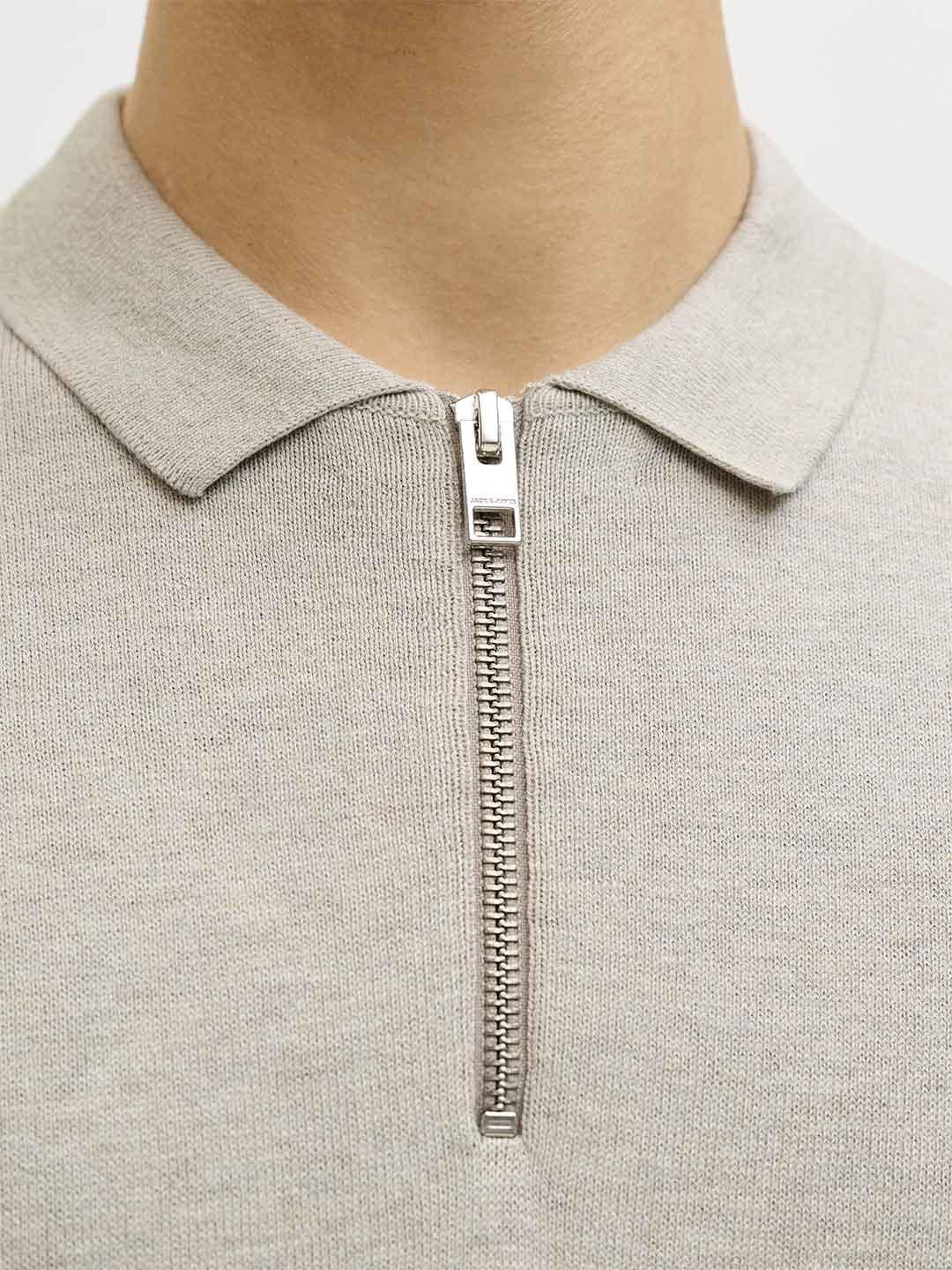 Jack & Jones polo beige con zip