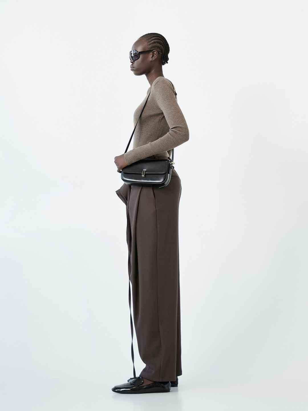 Eleh pantaloni marrone con volant