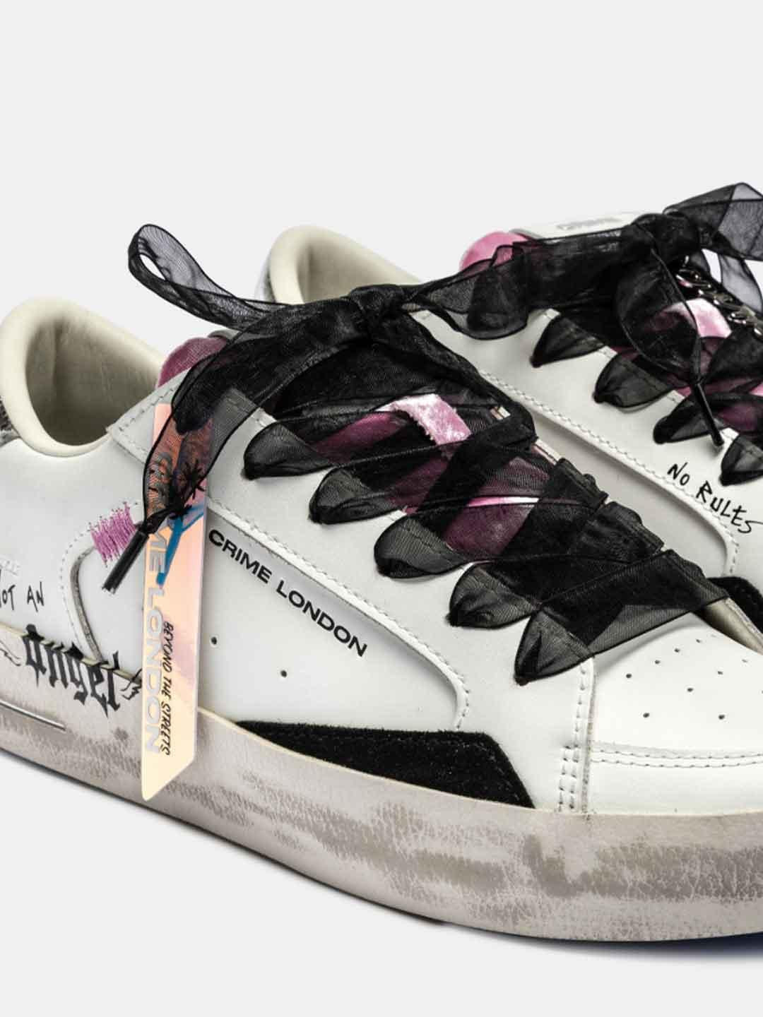 Crime Sk8 Deluxe sneakers bianco con tab argento