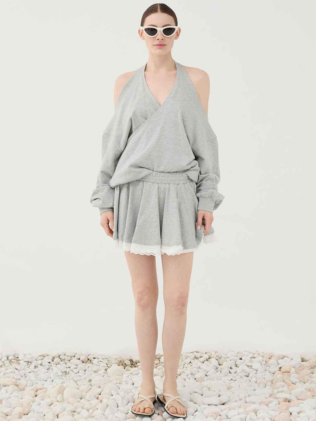 Eleh felpa grigio con scollo incorciato