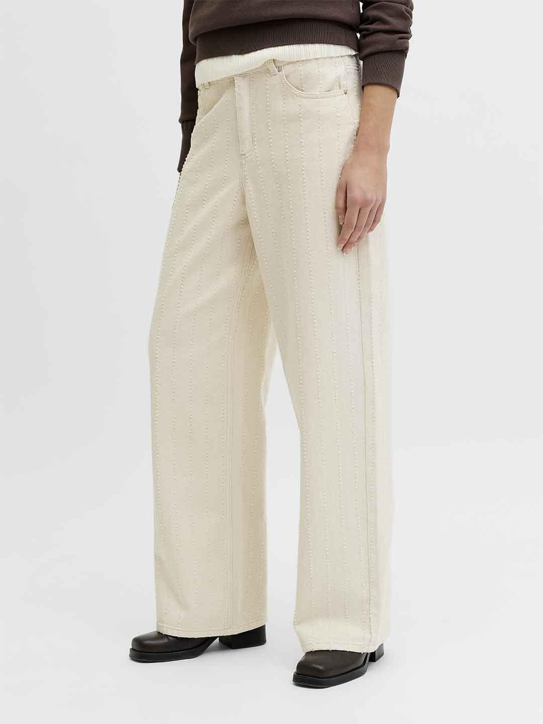 JJXX Zoe pantalone panna gamba larga