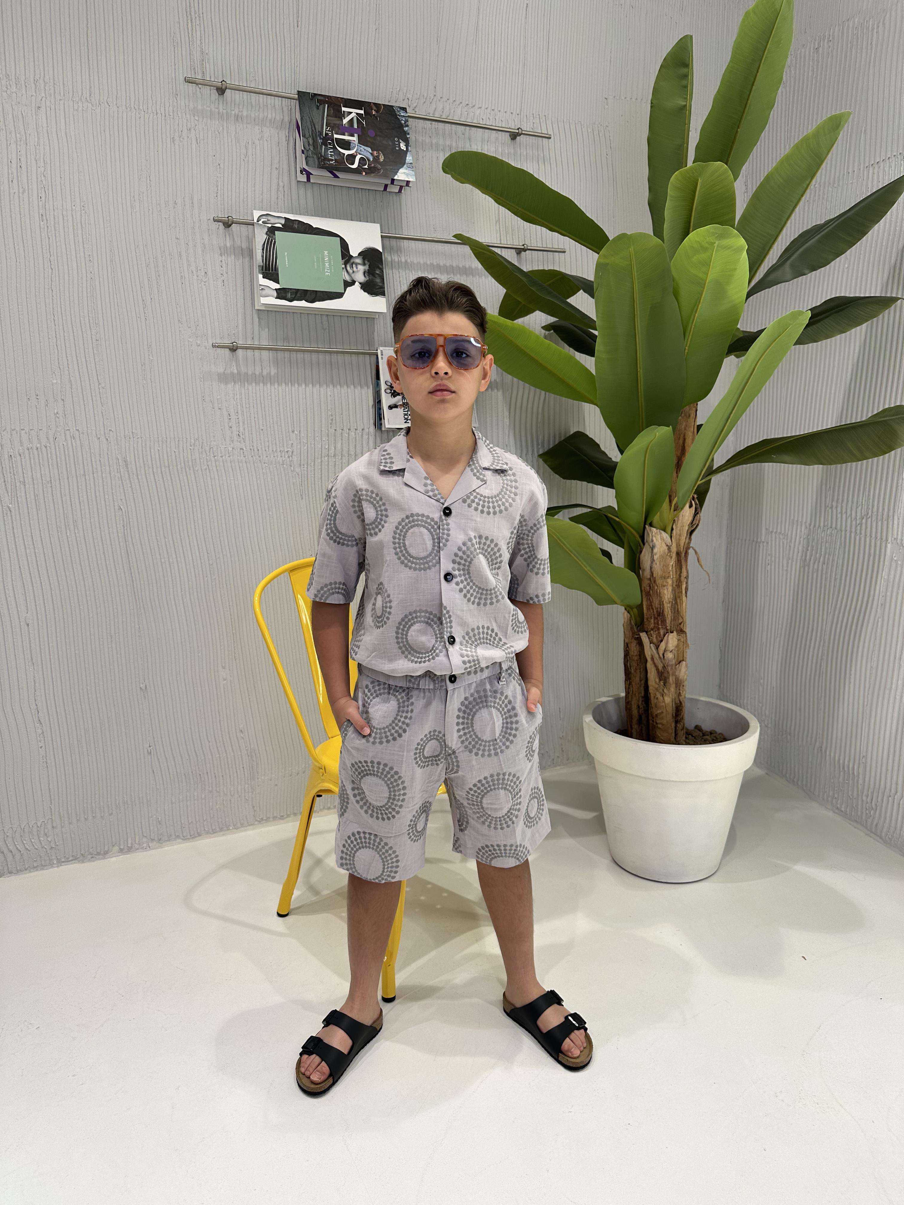 I'M Brian bermuda kids grigio con ricamo