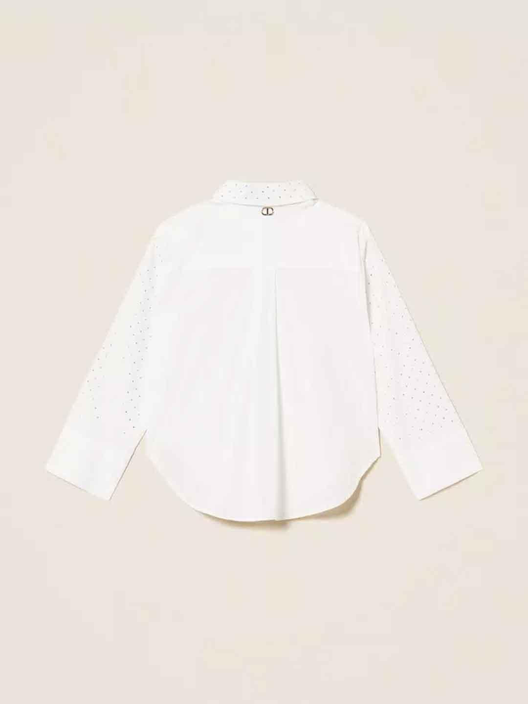Twinset camicia kids bianco con strass