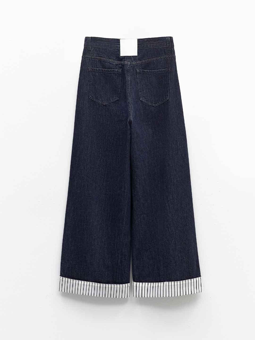 Eleh jeans blu con piegone a righe