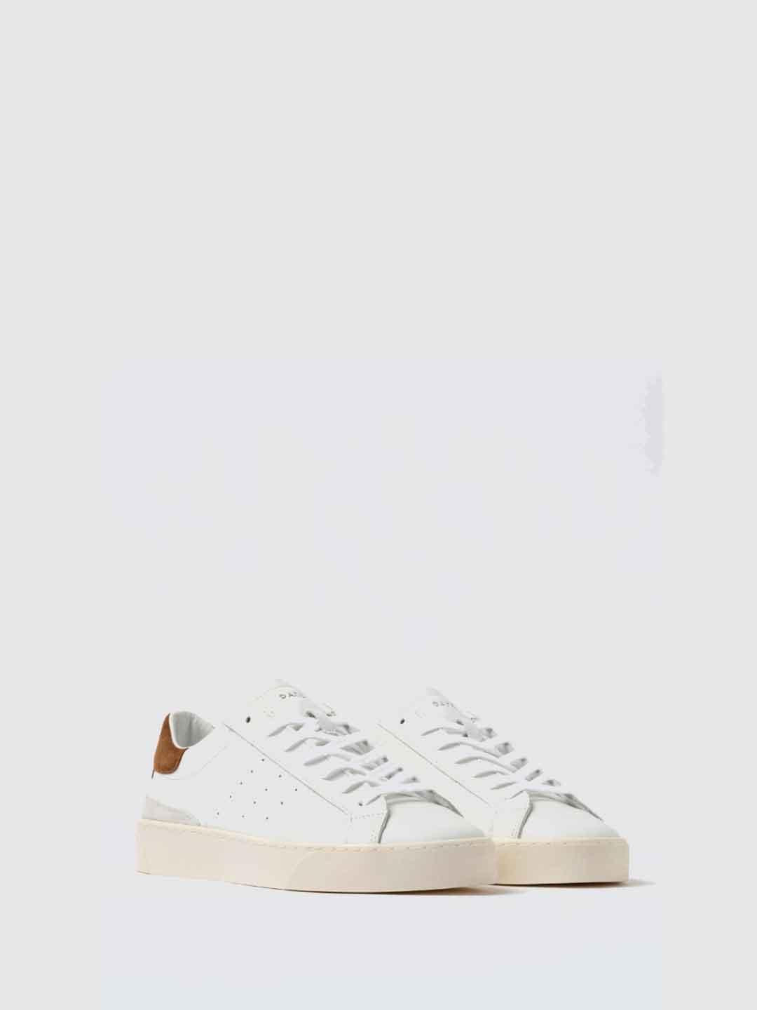 D.AT.E. Sonica Calf sneakers bianco con tab cuoio