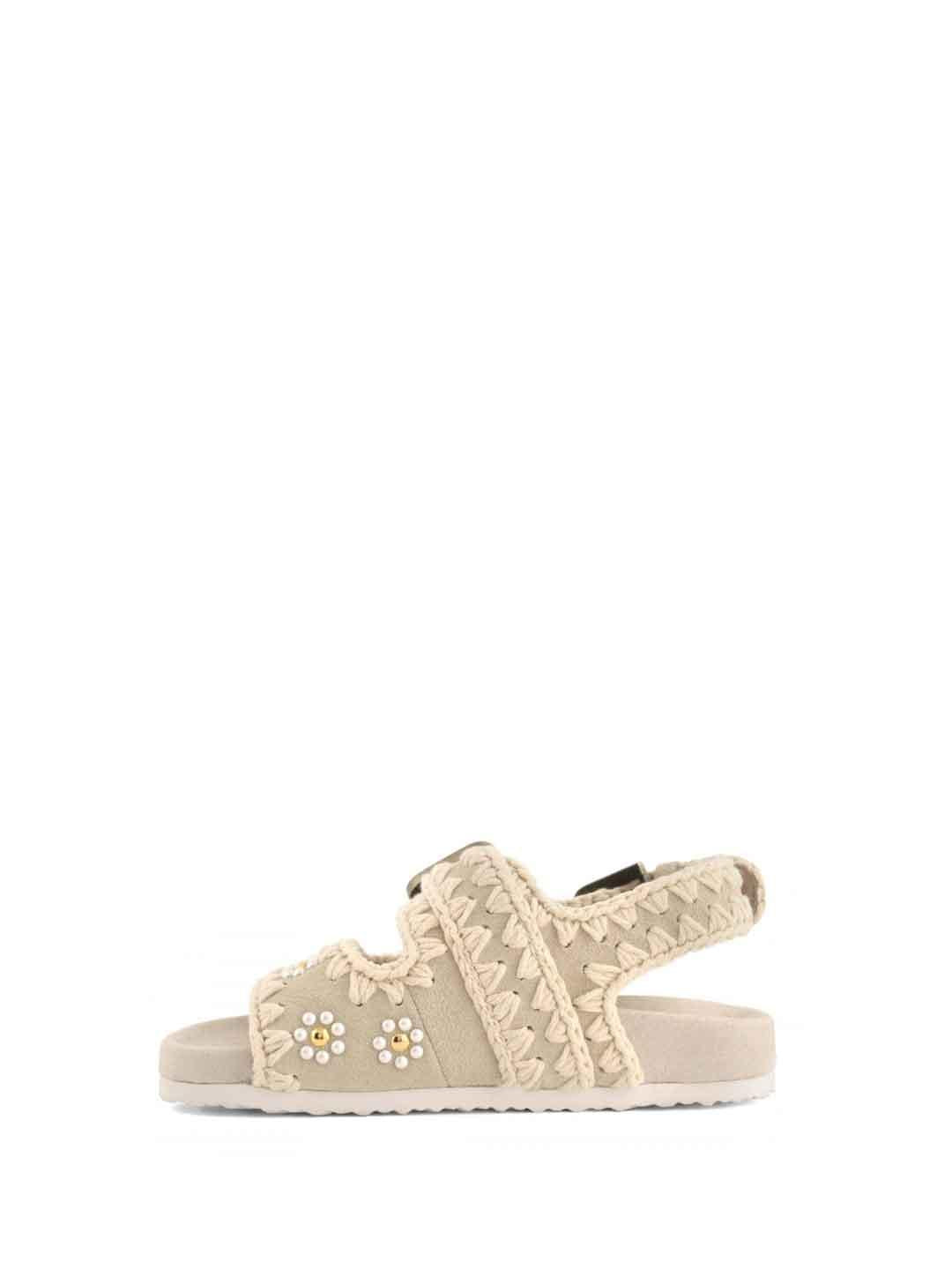 Mou sandali kids beige con fiori