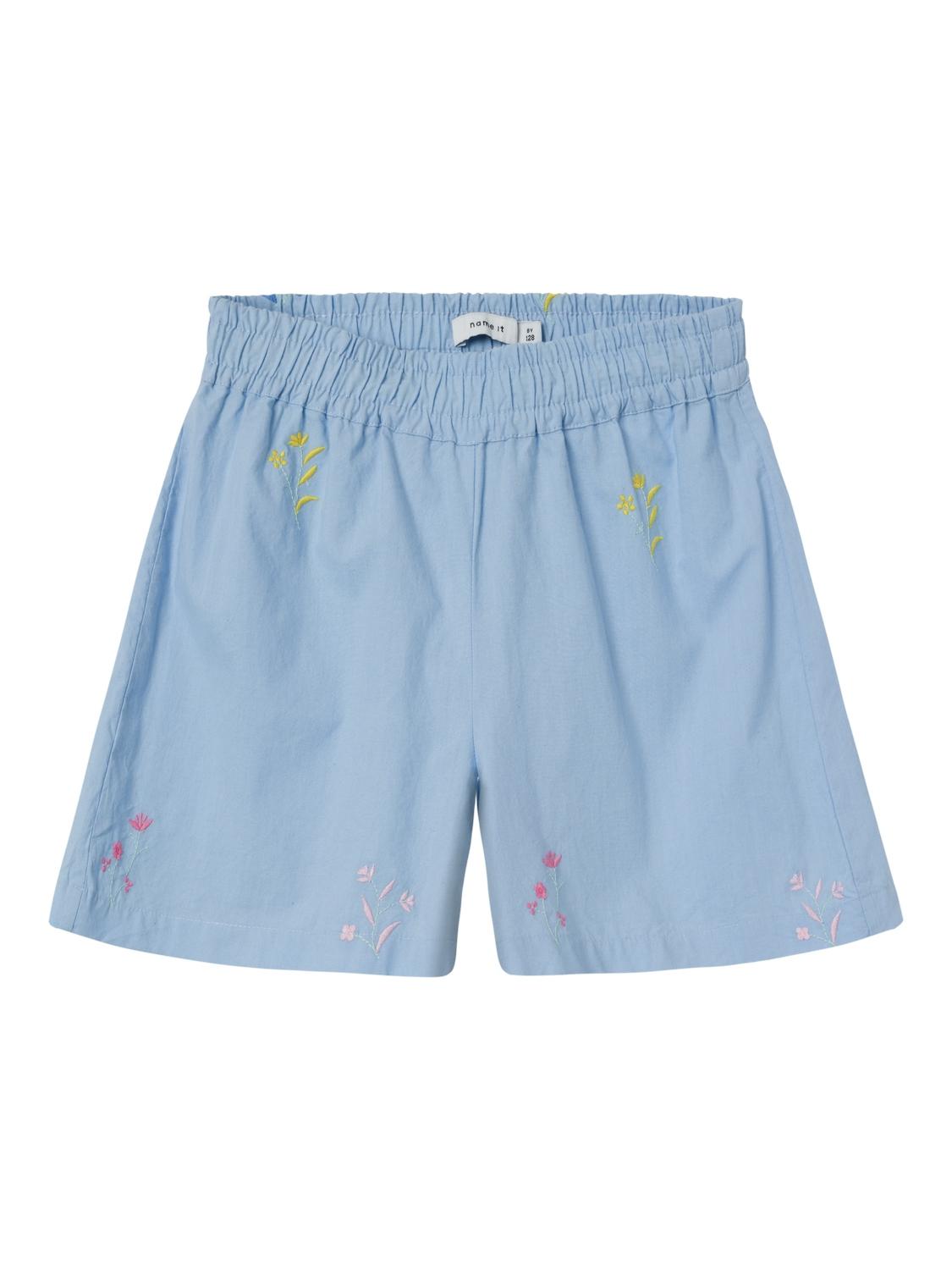 Name It shorts kids celeste con ricamo fiori