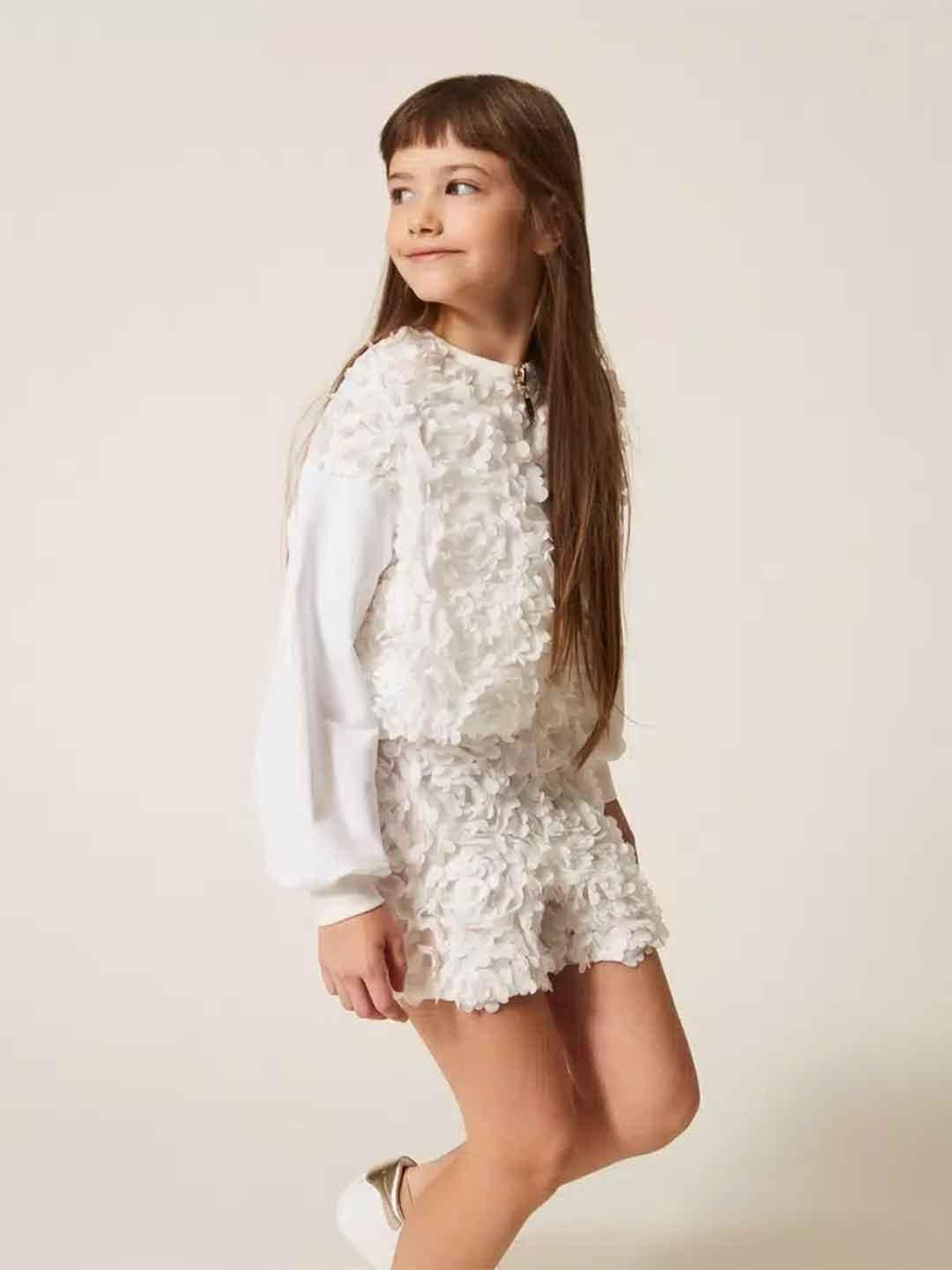 Twinset shorts kids bianco con rose
