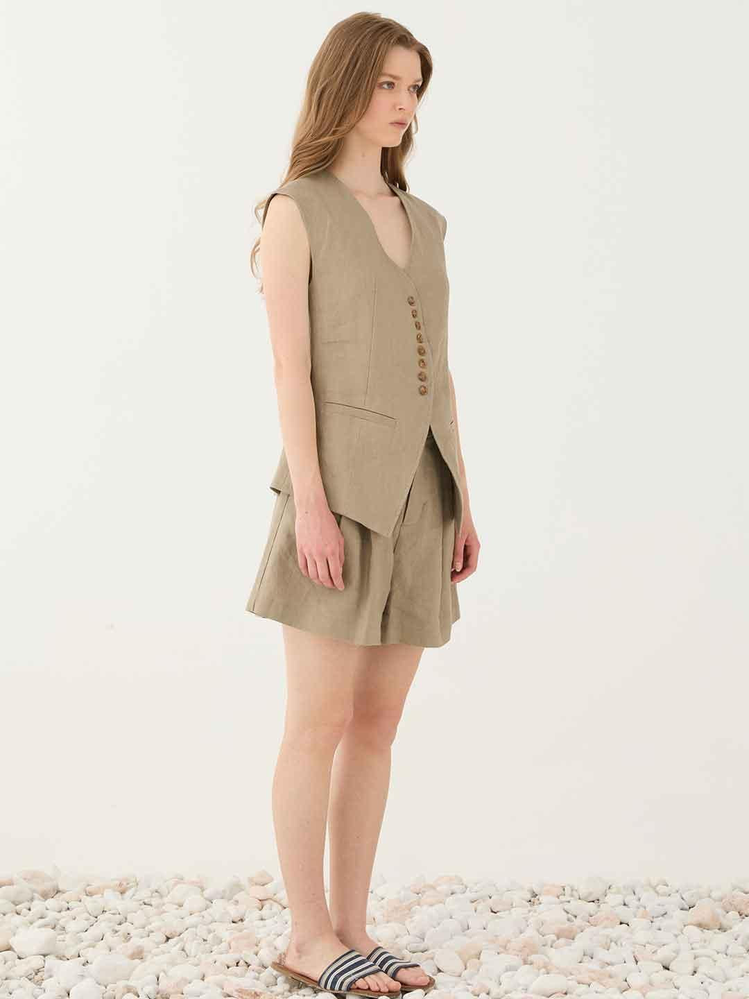 Eleh gilet beige in lino