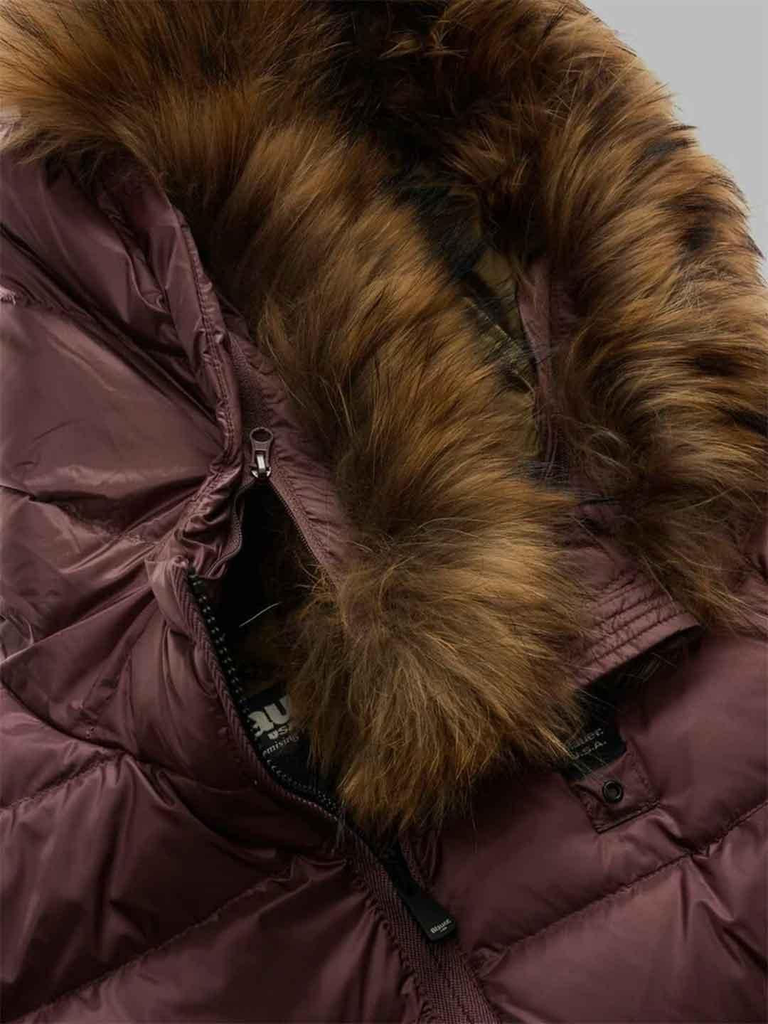 Blauer Kristin piumino bordeaux lungo con pelliccia