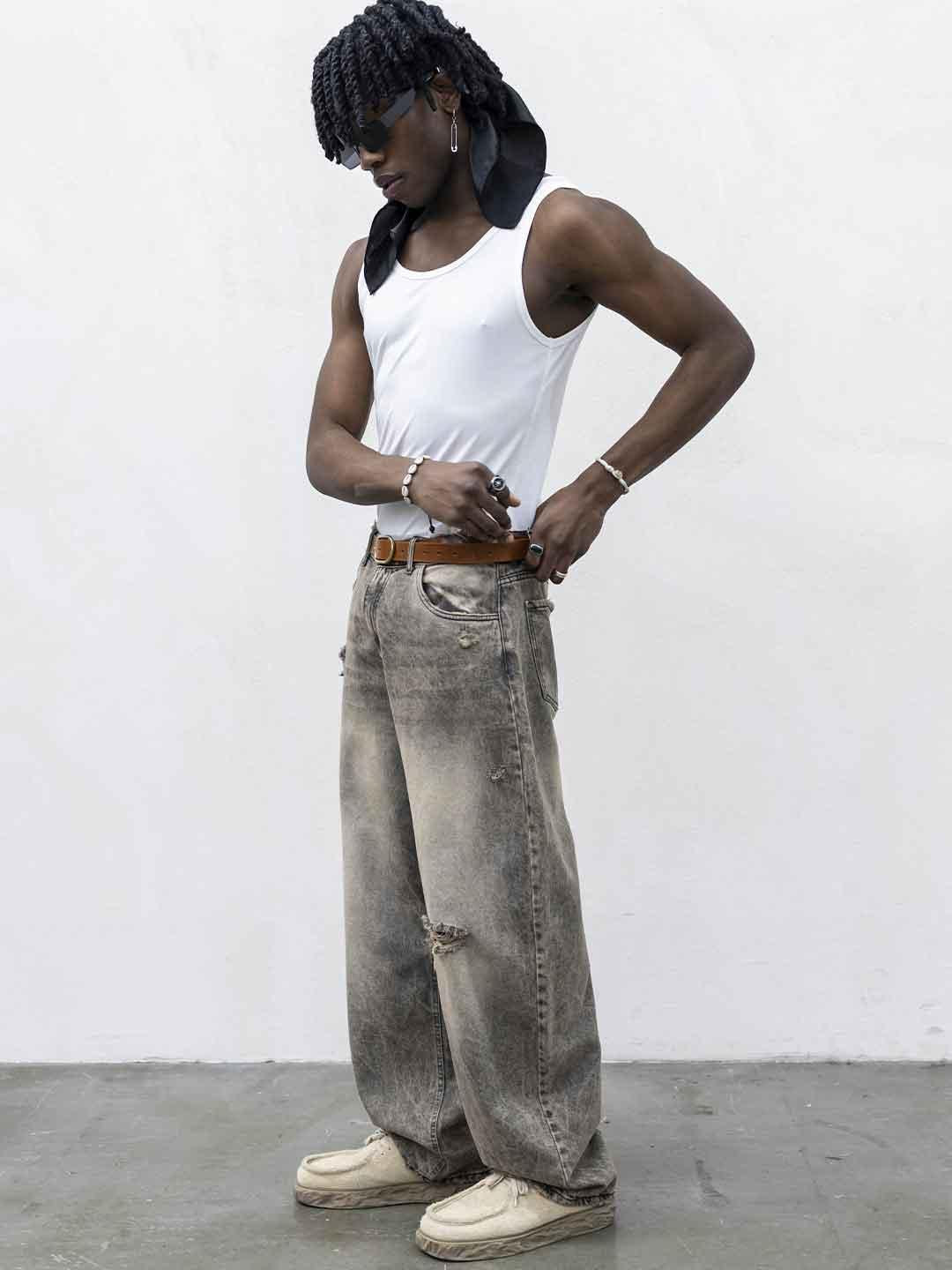 Present Day jeans beige modello balloon