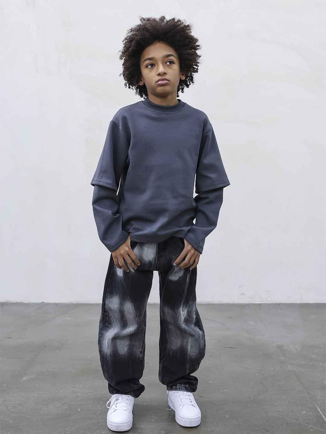 Present Day t-shirt kids grigio manica lunga