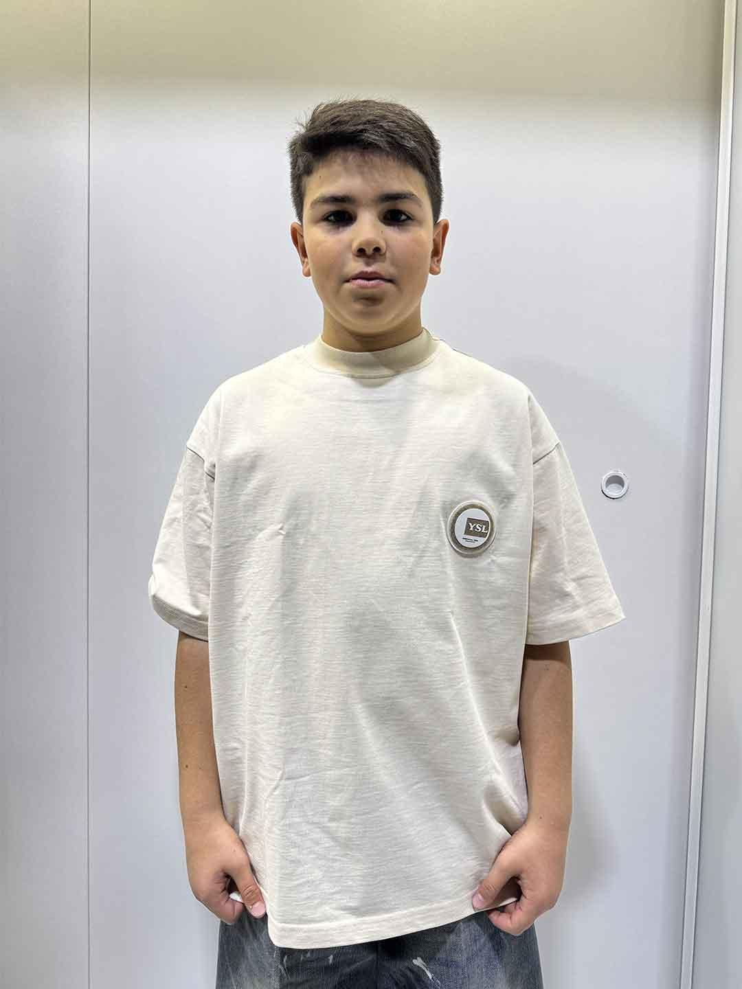 Yes London t-shirt kids panna con patch logato