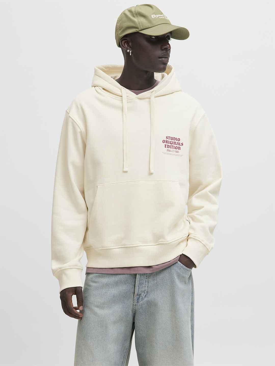Jack & Jones felpa panna con cappuccio