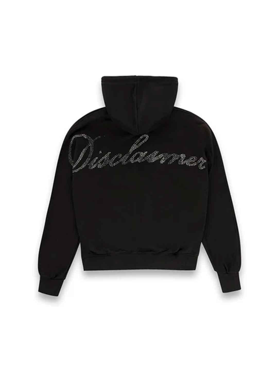 Disclaimer felpa nero con strass e cappuccio