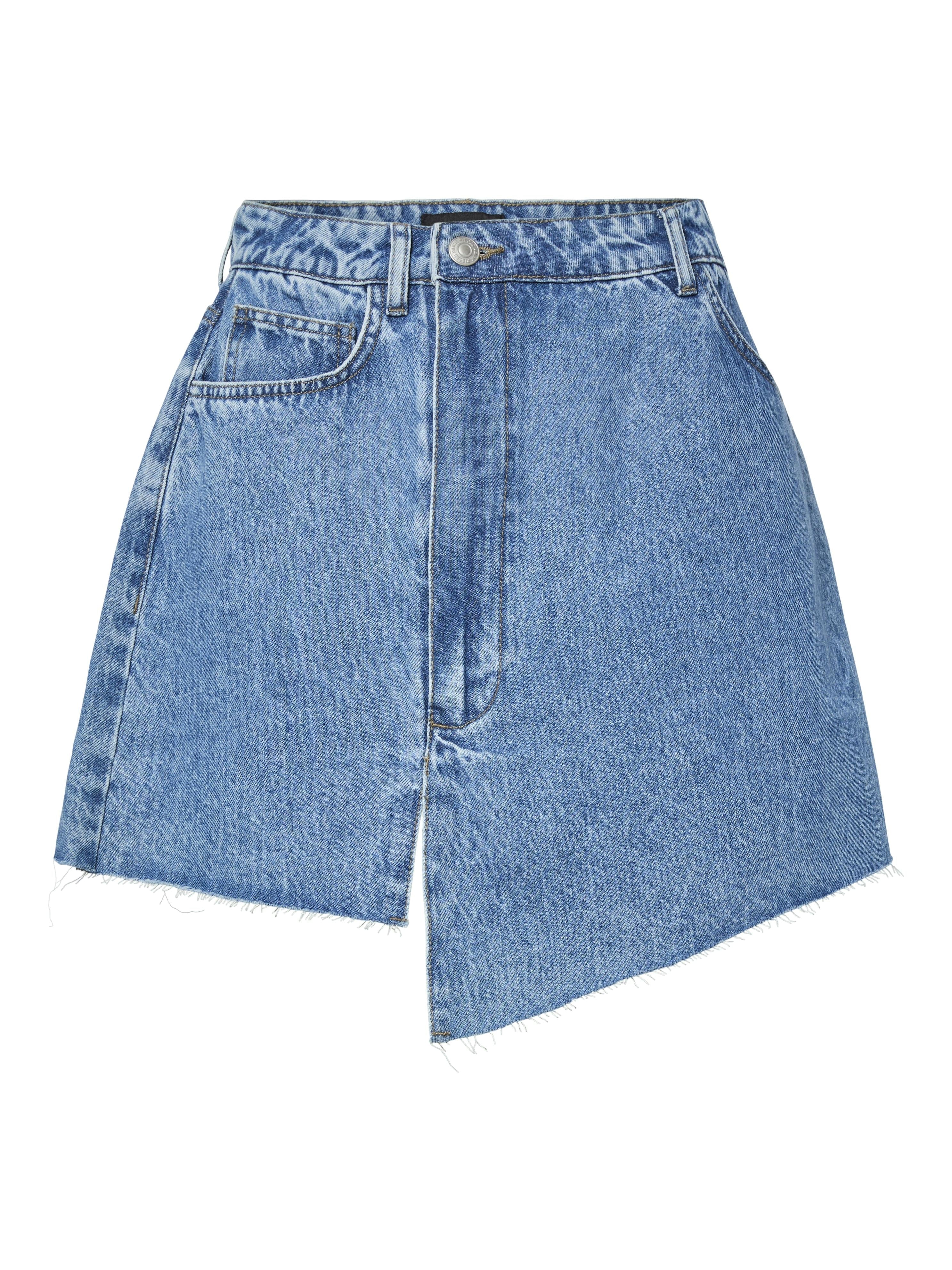 Pieces gonna in jeans corta asimmetrica