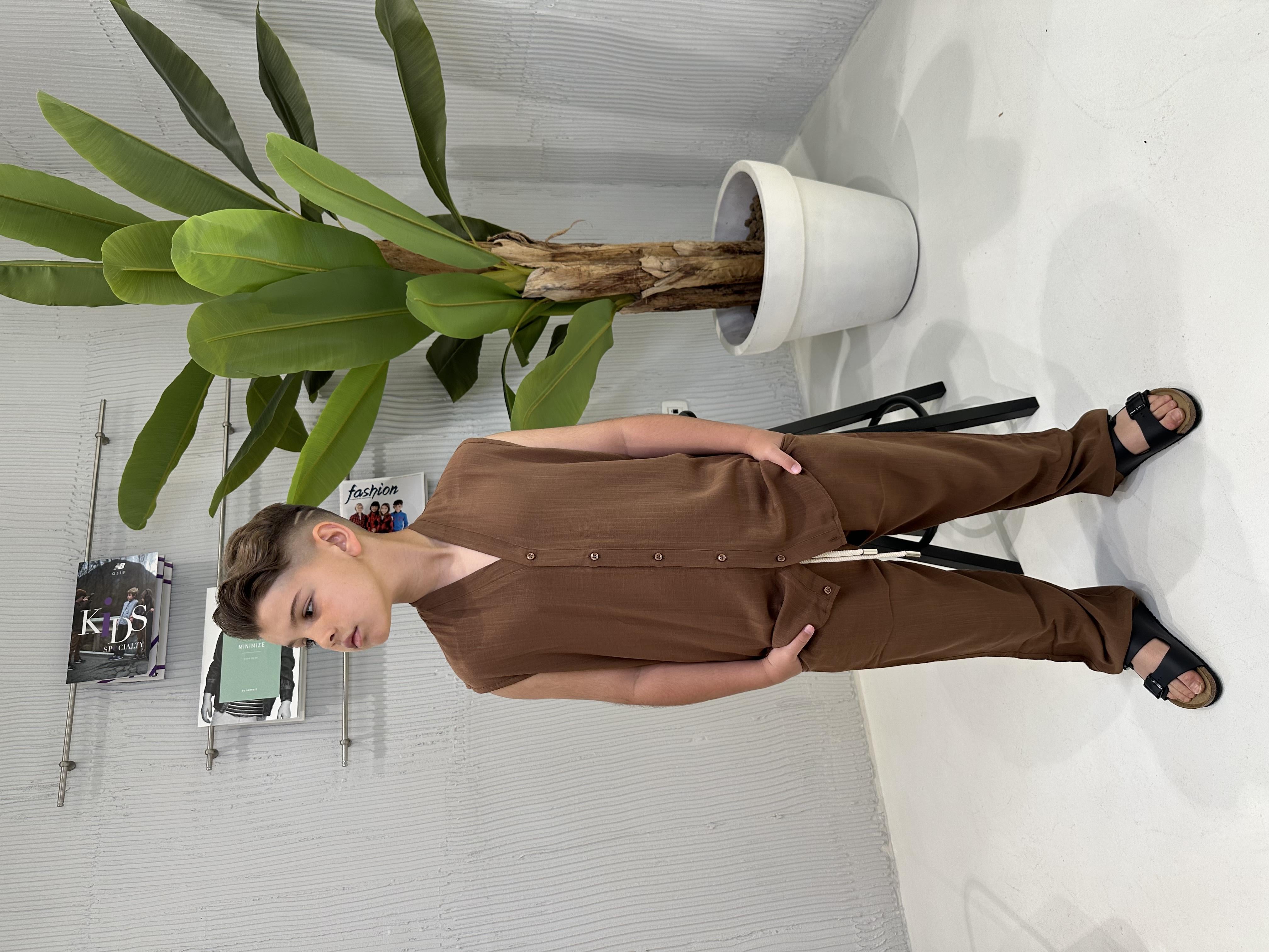 Louis Dieudonne' camicia kids tabacco smanicata