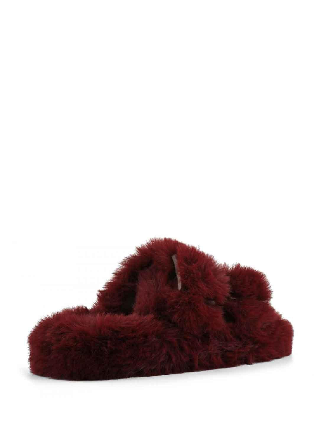Colors Of California sandali bordeaux con pelliccia