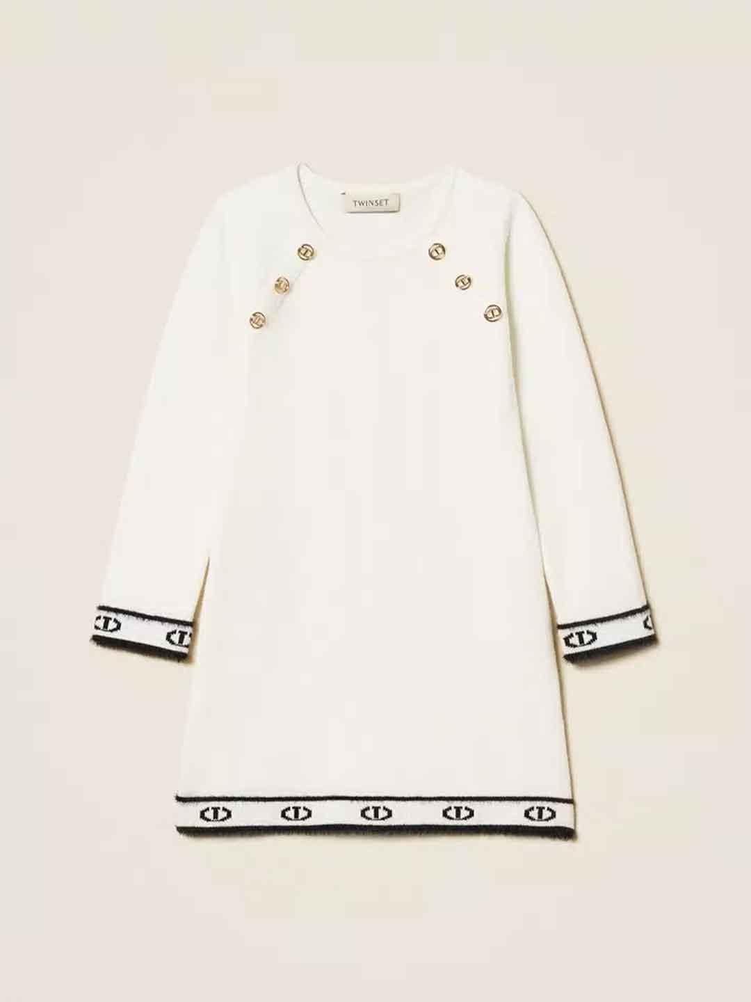 Twinset abito kids bianco in lana