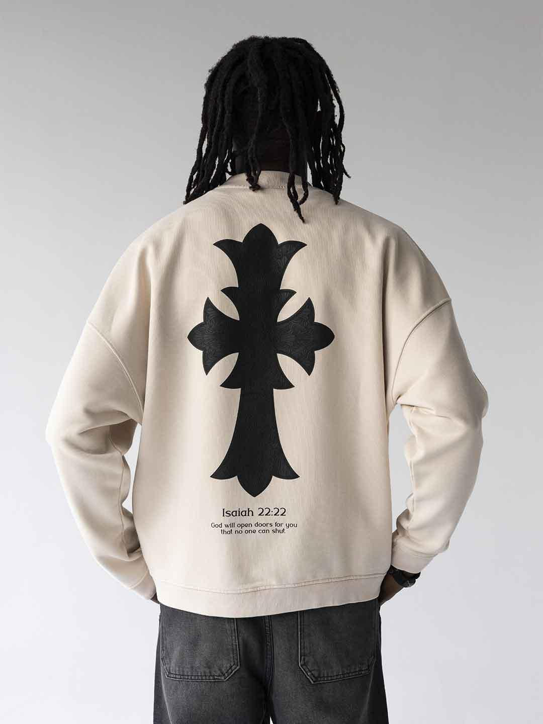 Black Island felpa beige con croce