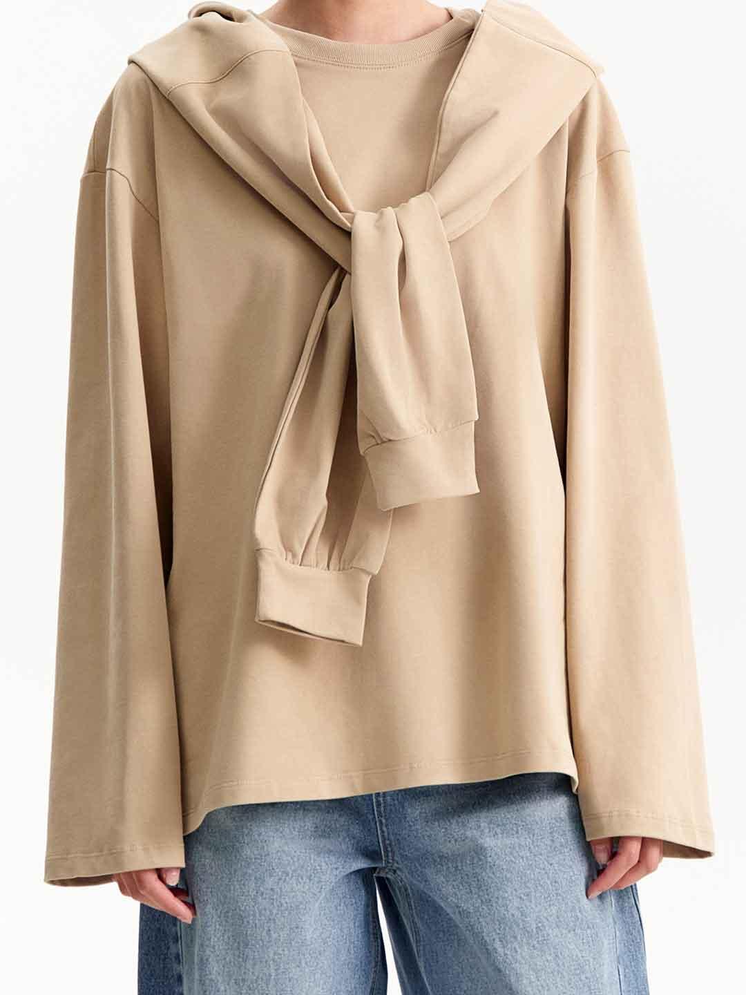 Eleh felpa beige con manica sulle spalle