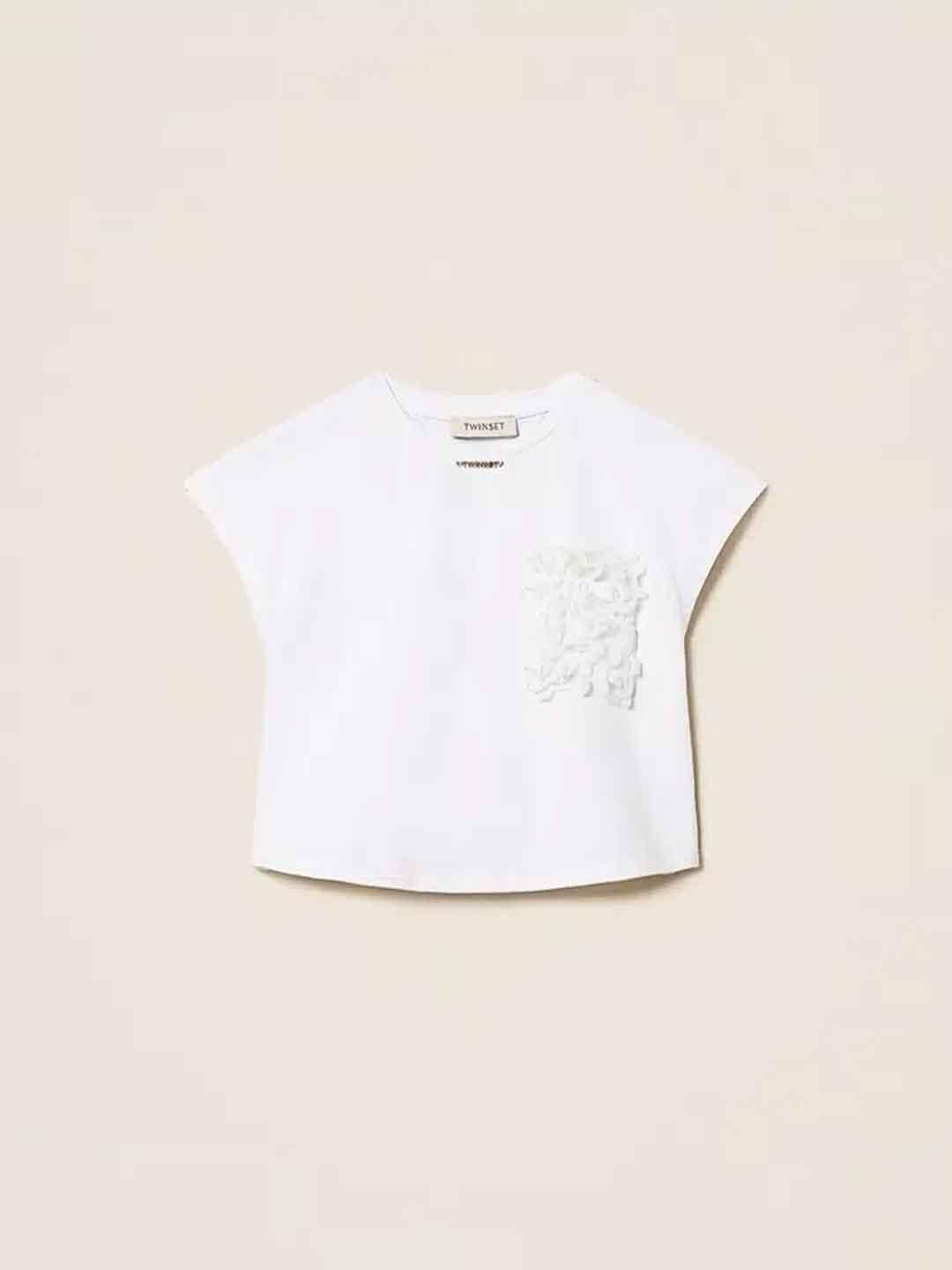 Twinset t-shirt kids bianco taschino con rose