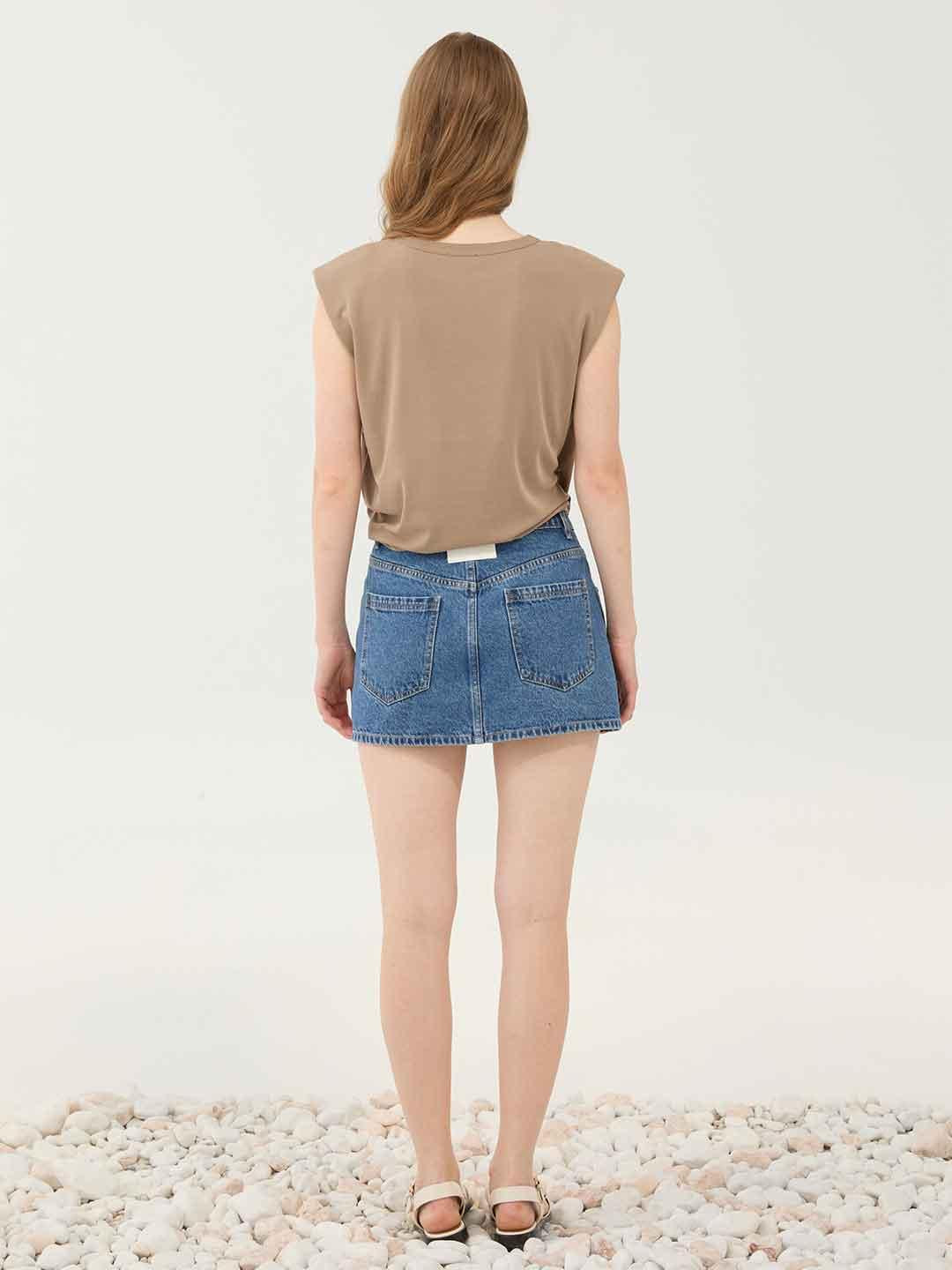 Eleh t-shirt beige con spalline