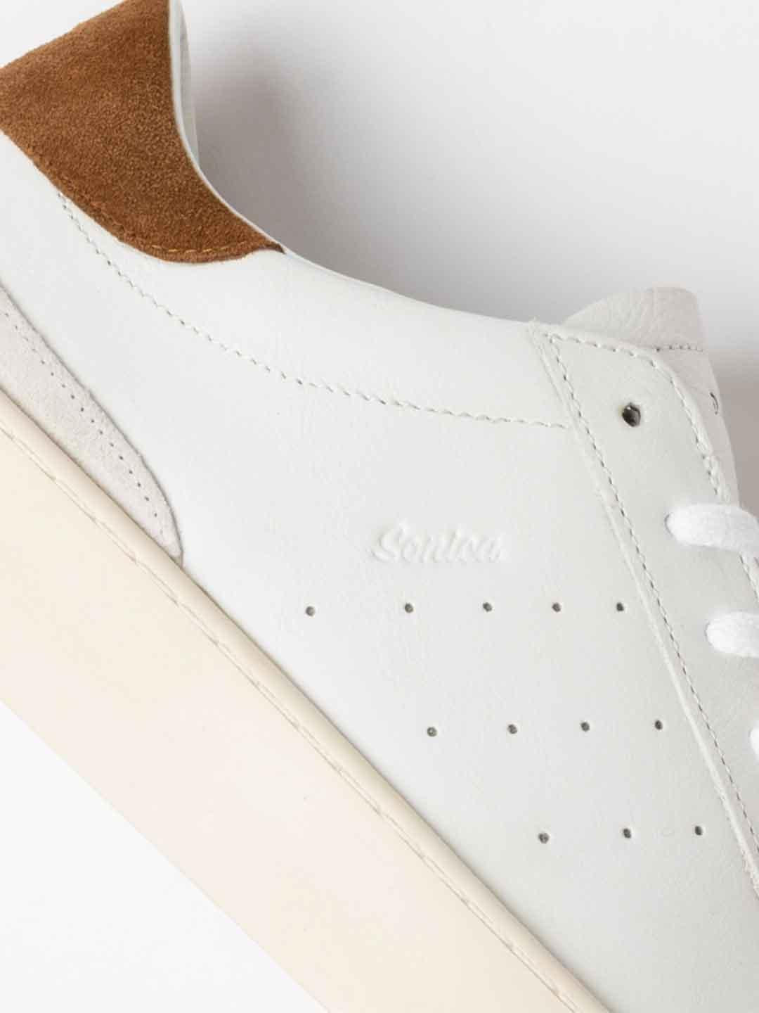 D.AT.E. Sonica Calf sneakers bianco con tab cuoio