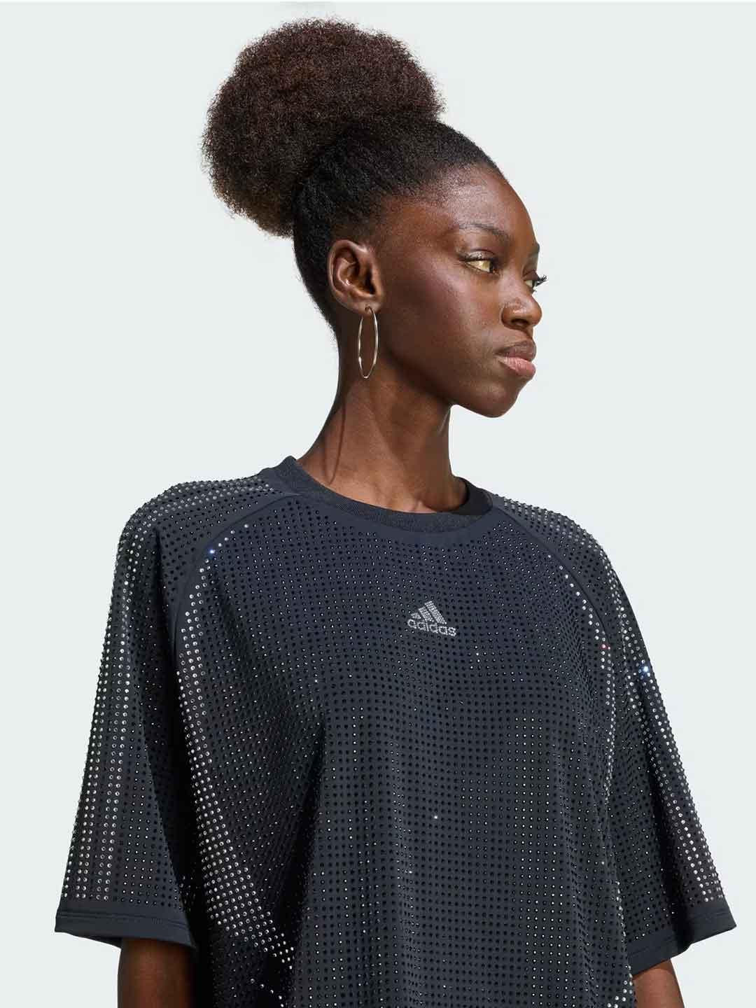 Adidas Rhinestones t-shirt nero con strass