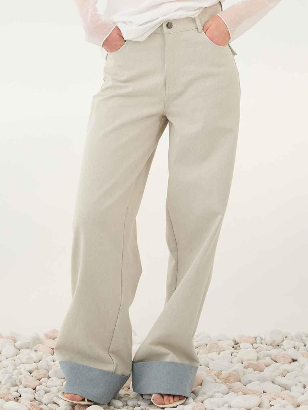 Eleh jeans panna con risvolto