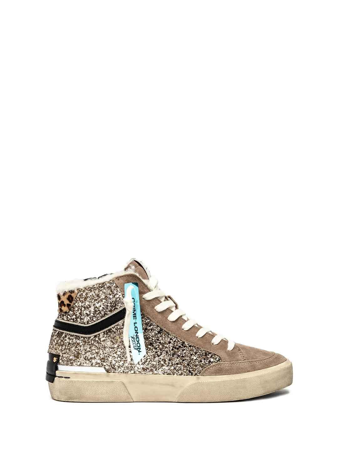Crime Recut High sneakers beige con pelliccia