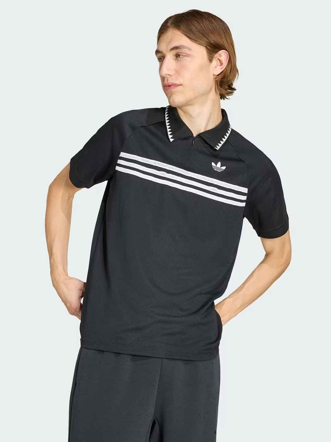 Adidas polo nera e bianco con zip