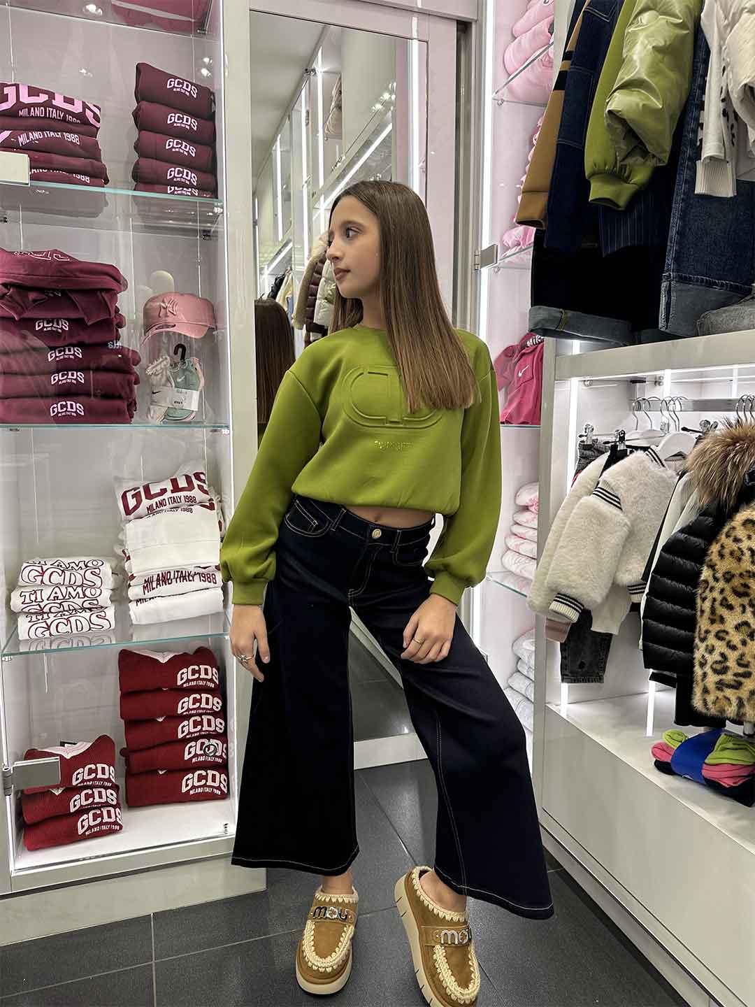 Twinset felpa kids verde con logo